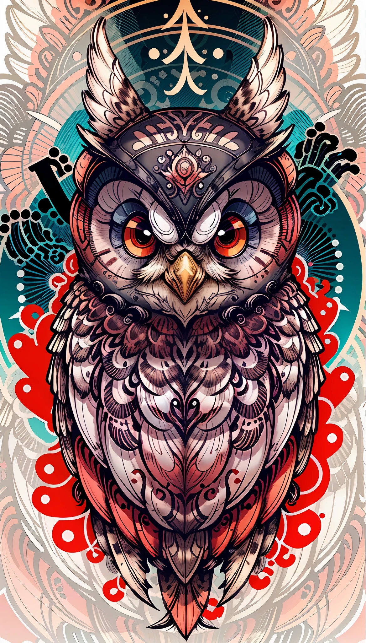 Owl in the style of 0MIB, illustrator, tmasterpiece, hiquality, 8K, hight resolution, higly detailed, ssmile