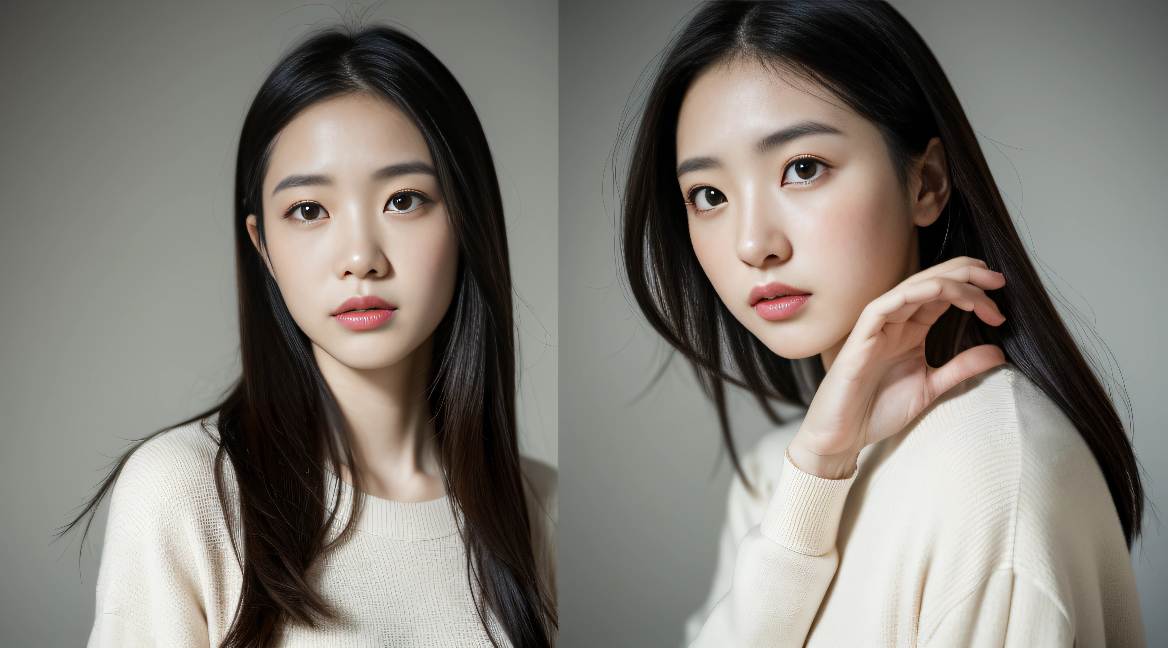 realisitic、masuter piece、Beautiful Korean Model Woman,1人、studio shoot、Emotion Lighting、wide-angle lens、emotive、shadings