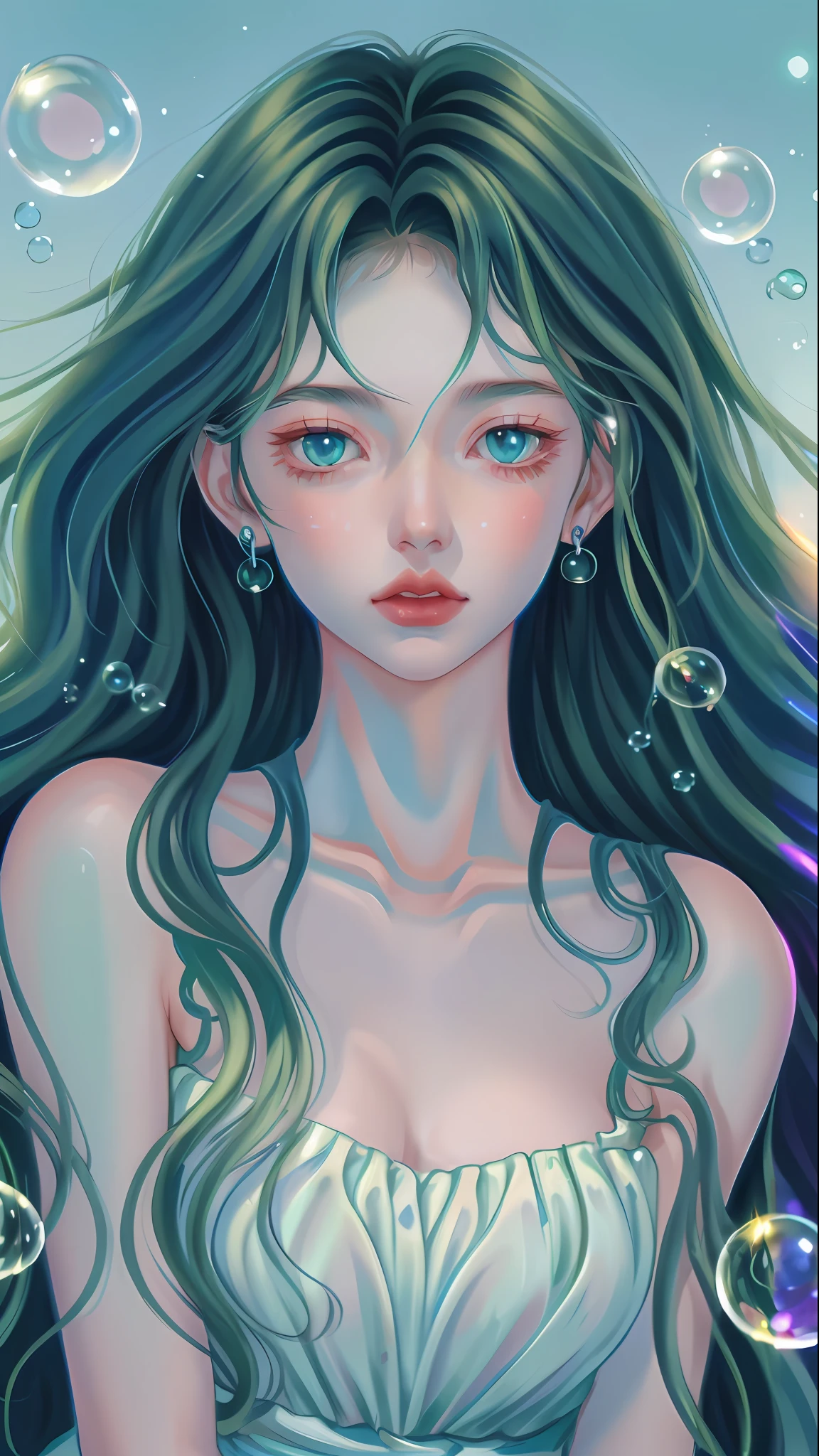 anime girl with long hair and blue eyes in a white dress, loish art style, Detailed digital anime art, inspired by loish, in the art style of bowater, detailed portrait of an anime girl, loish |, Loish et WLOP, Digital anime illustration, inspired by Yanjun Cheng, Soft anime illustration, a beautiful anime portrait