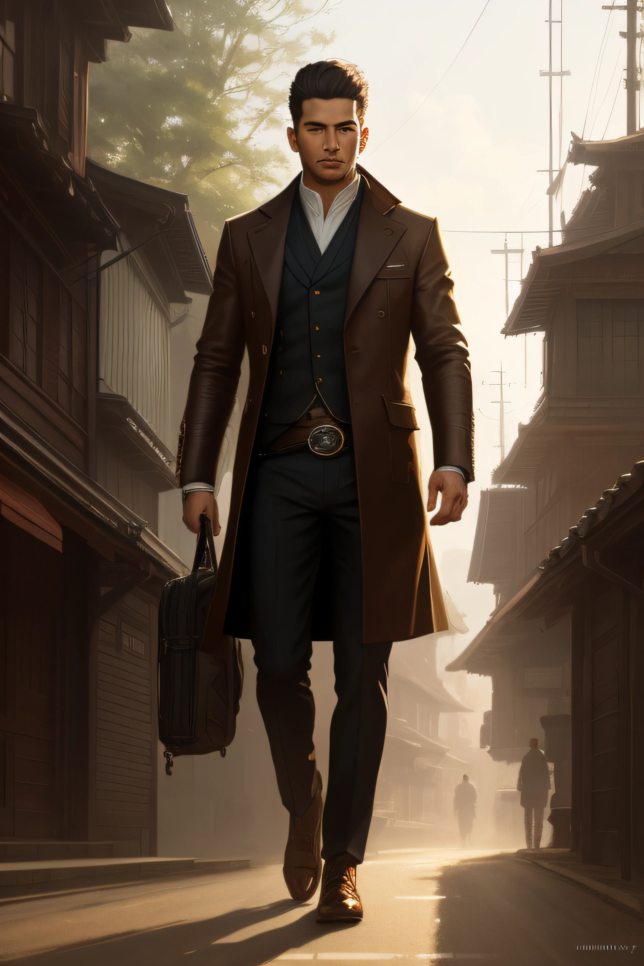 modelshoot style, (extremely detailed CG unity 8k wallpaper), full shot body photo of kaiusdpc, beautiful man, professional majestic oil painting by Ed Blinkey, Atey Ghailan, Studio Ghibli, by Jeremy Mann, Greg Manchess, Antonio Moro, trending on ArtStation, trending on CGSociety, Intricate, High Detail, Sharp focus, dramatic, photorealistic painting art by midjourney and greg rutkowski