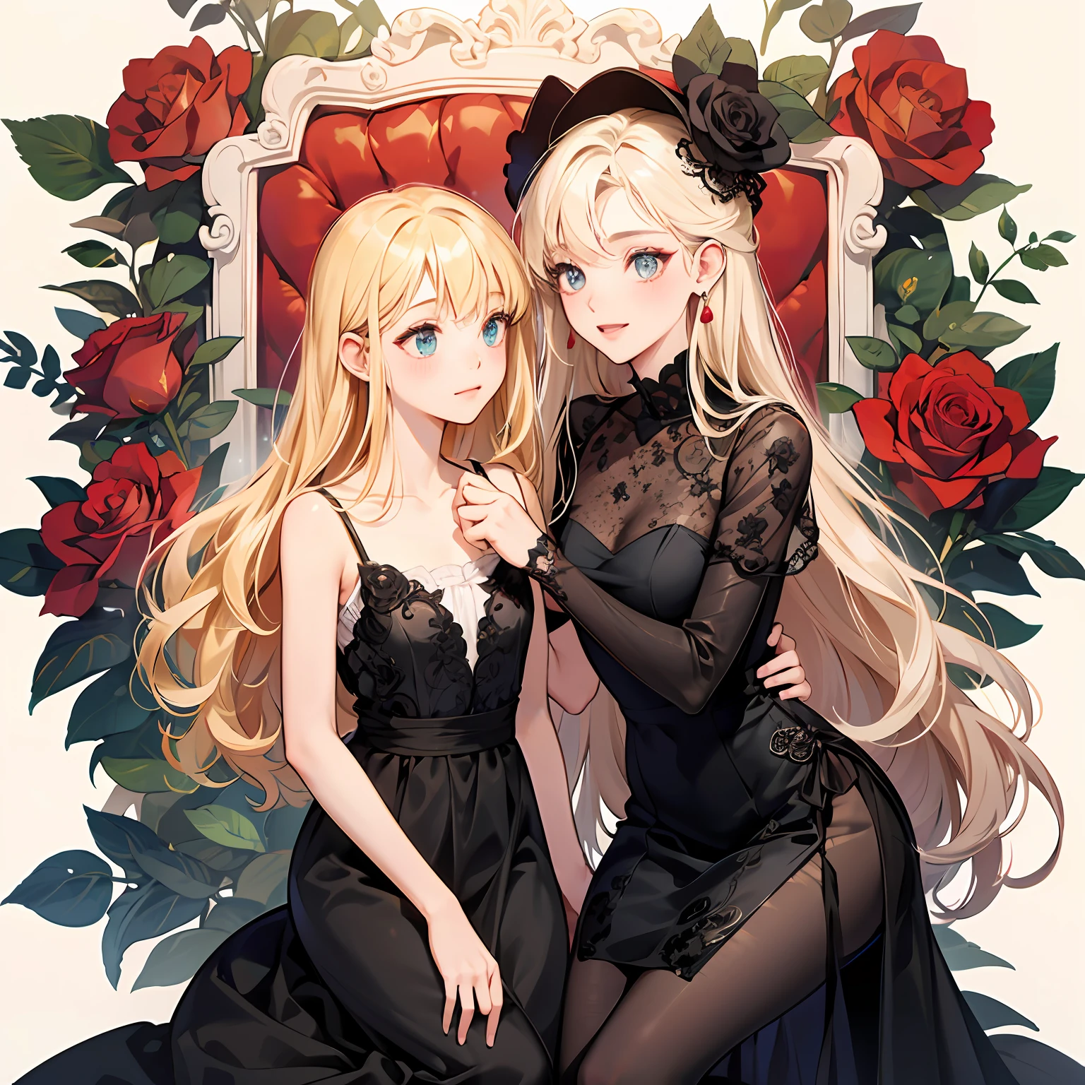 a blond,Princess Cut,odd eye,Older sister,diet,long,Red Rosa,tiarra,Black Dress,curlyhair,small tits,Cool,Rose Dress,embroideries,oriental,A sexy,Sareme,milkyway,Soio