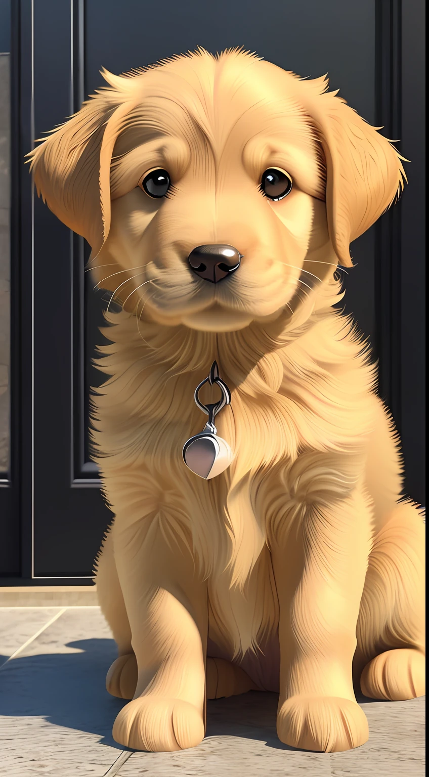 Create an ultra-realistic image of an adorable Golden Retriever puppy, com seus olhos brilhantes e pelagem dourada e macia, tamanhos 9:16 e 1:1 --auto