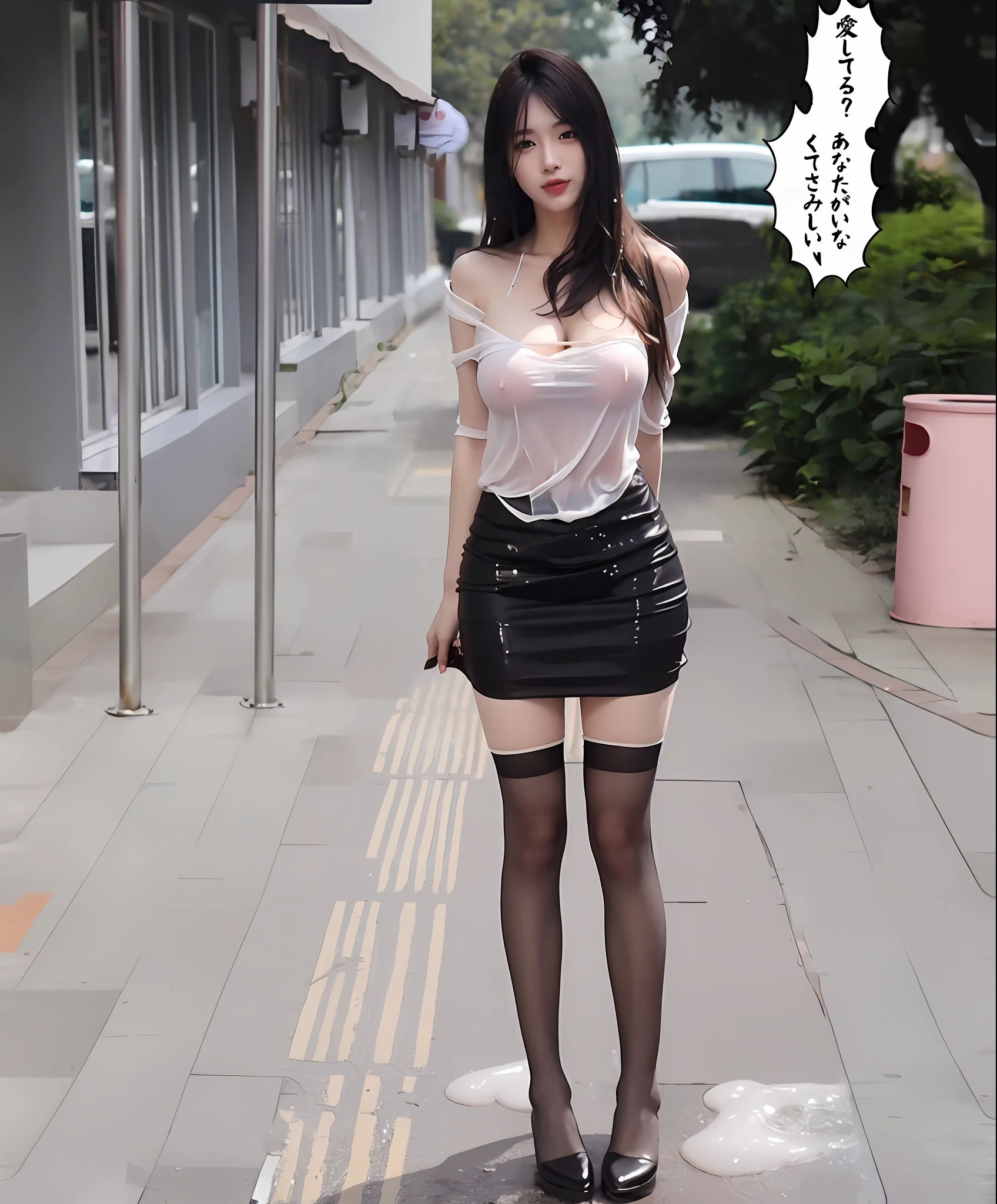 ((Best picture quality, 8K, Yes, tmasterpiece:1.3)), 1girll, Beautiful woman with slender abs:1.3, (Casual hairstyle, No leakage of big breasts:1.2), shift dresses:1.1, Ultra-fine face, A detailed eye, 二重まぶた,ssmile,Home,Real images,8K,((Animal ears)),off-world,(lacepantyhose),(pantyless),((legs separated:1.2)),(Moist body),(Wet breasts),(cleavage),(Dense pubic hair),(NSFW:1.3),Visible nipple,((no-bra)),the areola is visible,Visible nipple,A thick white liquid of paste splashes on the body, The shape of the pubic region is clearly visible,knee bend,(((Legs open))),((Lie down in bed)),((Face flushing)),((Knead the breast with your left hand)),((Touch your with your right hand)),((Roll your eyes upwards))