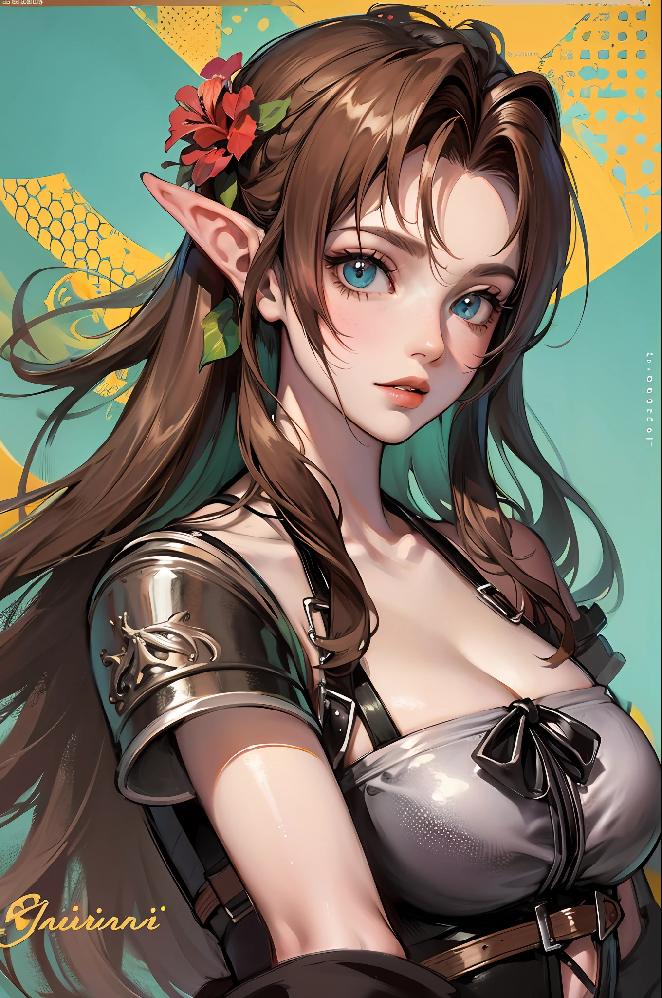 Aerith final fantasy, orelhas de elfo, em uma clareira