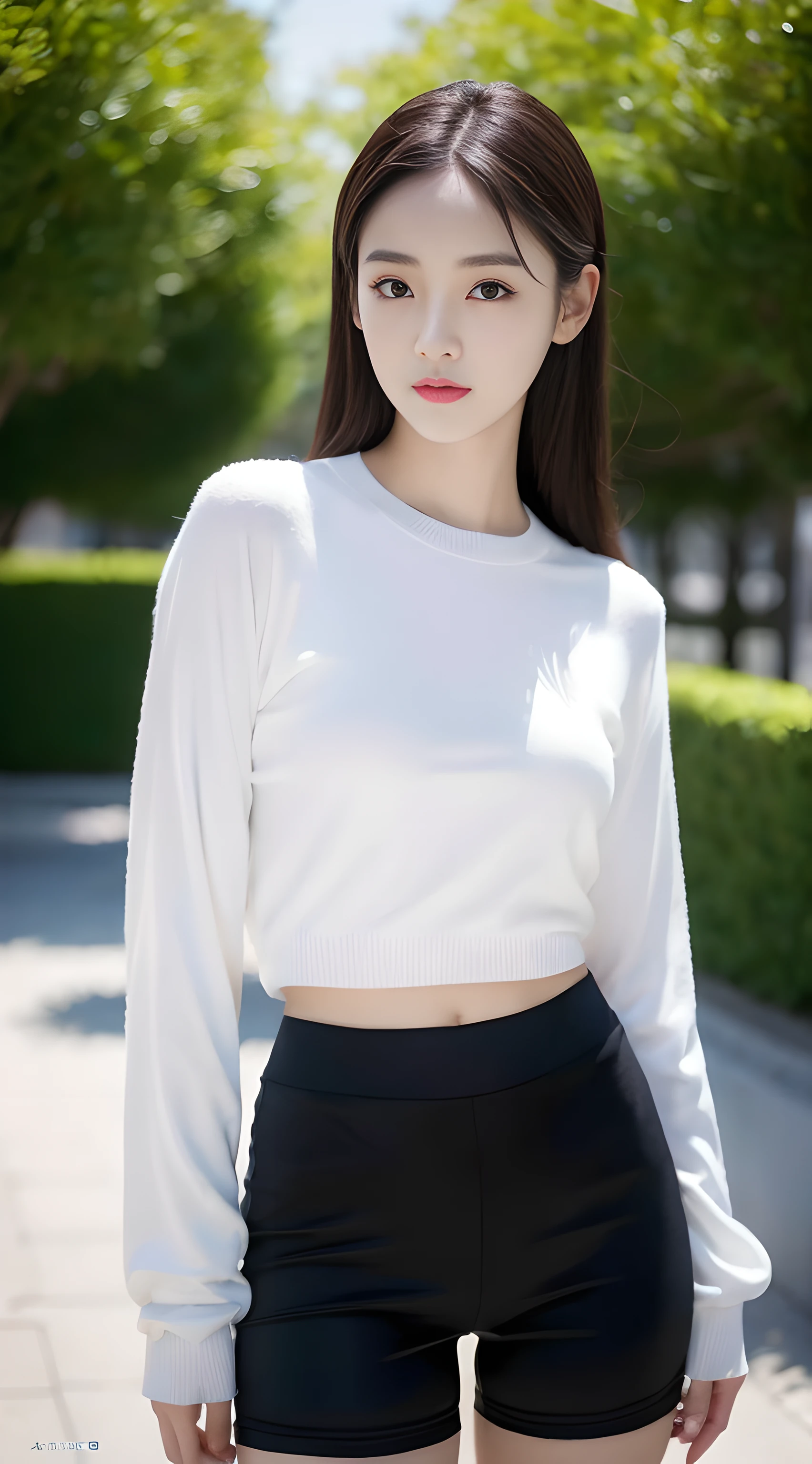 A woman wearing tight sports long sleeves and tight sports shorts poses for a photo,A photograph inspired by Ma Yuanyu,Tumblr,hentail realism,dilraba dilmurat,beautiful Korean women,Korean girls,cute korean actress,Beautiful Korean young woman,gorgeous korean young woman,Young and cute Korean face,Kim Young-hin,ruan jia beautiful!,Korean female fashion model