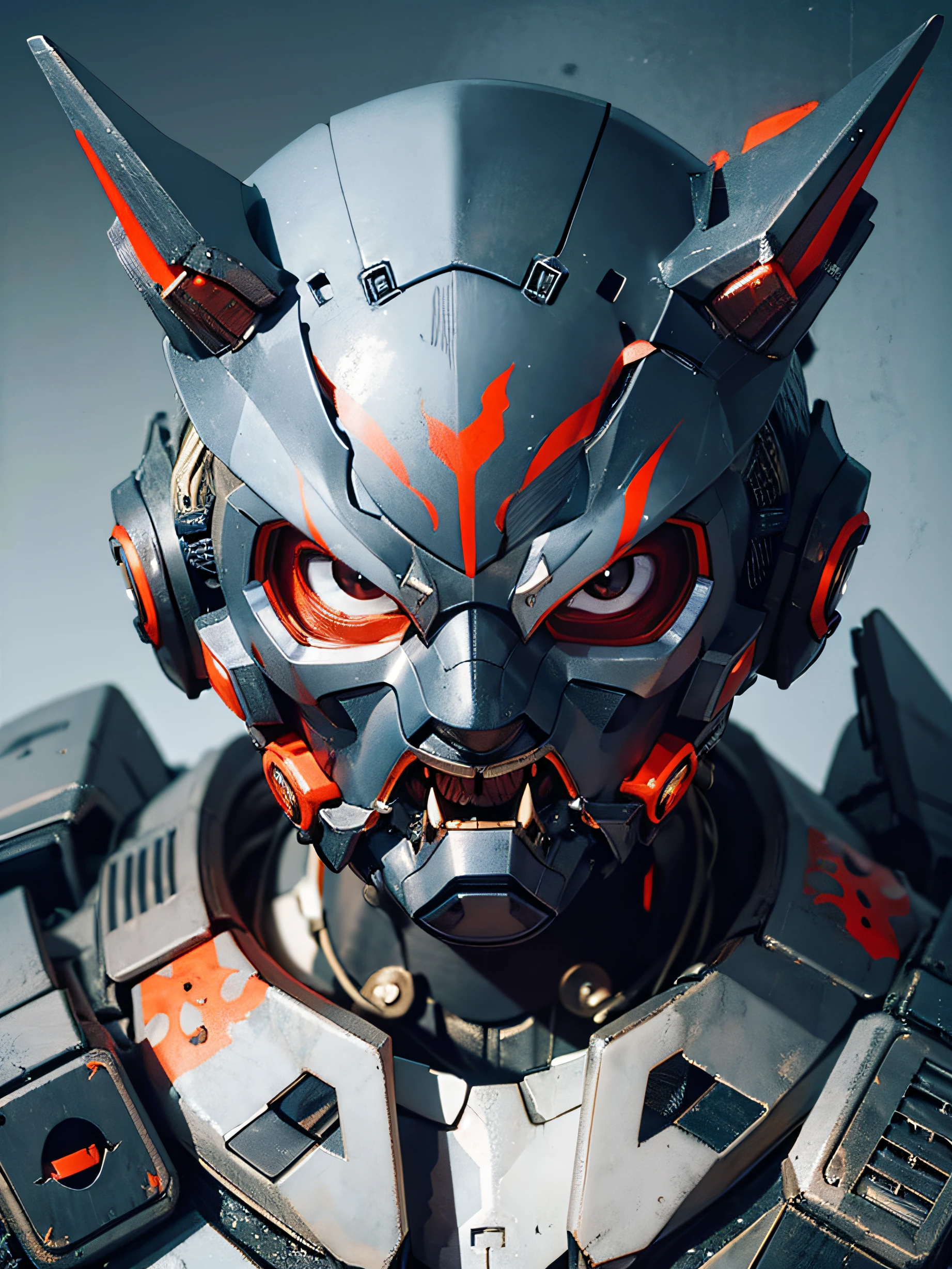 Mecha, oni mask, scary, face to face, reallistic