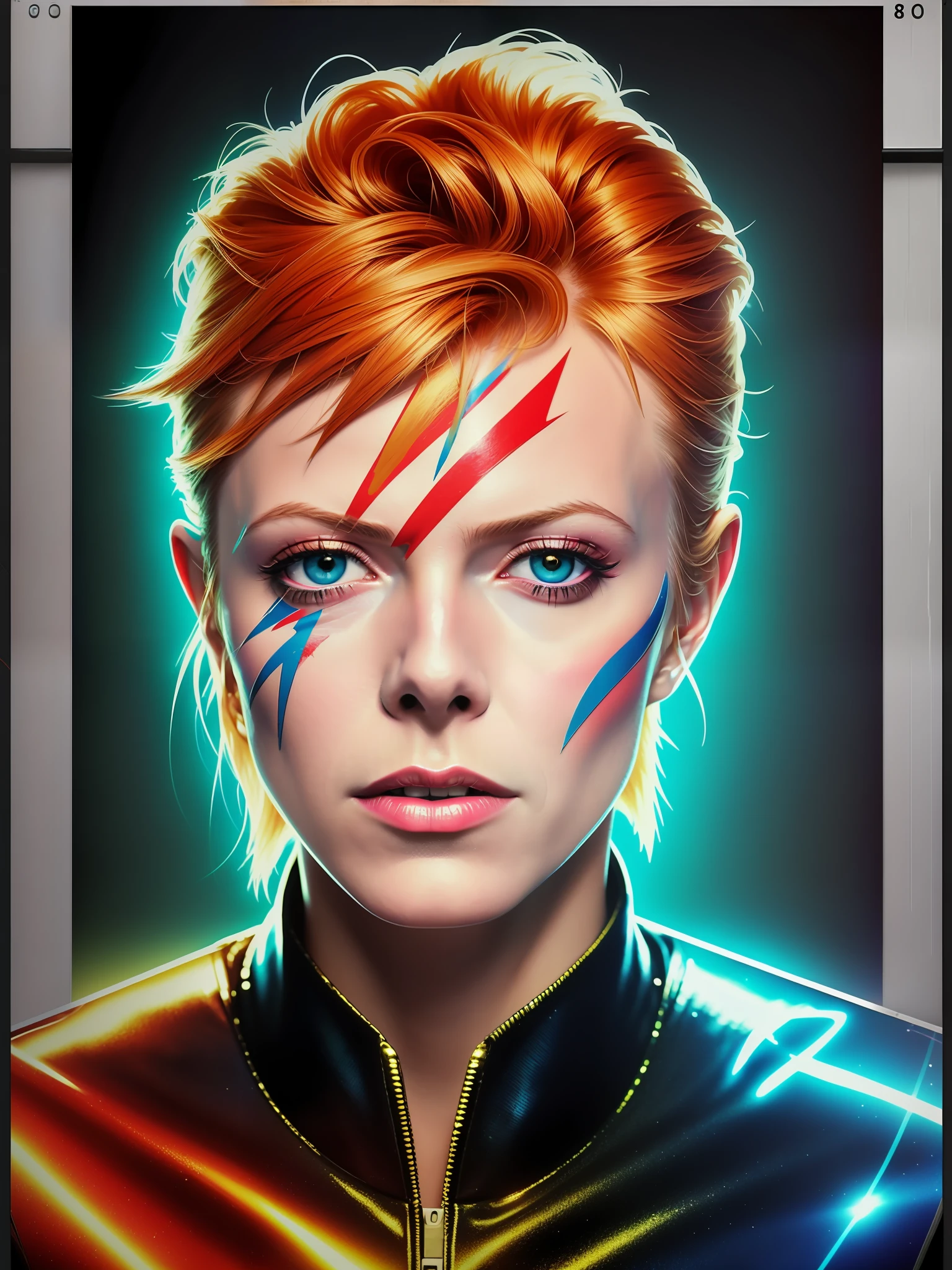 (8k, RAW photo, best quality, masterpiece:1.2) DAVID BOWIE, VHS effect, (poster:1.6), poster on wall, nostalgia, movie poster, portrait, close up (skin texture), intricately detailed, fine details, hyperdetailed, raytracing, subsurface scattering, diffused soft lighting, shallow depth of field, by (Oliver Wetter)