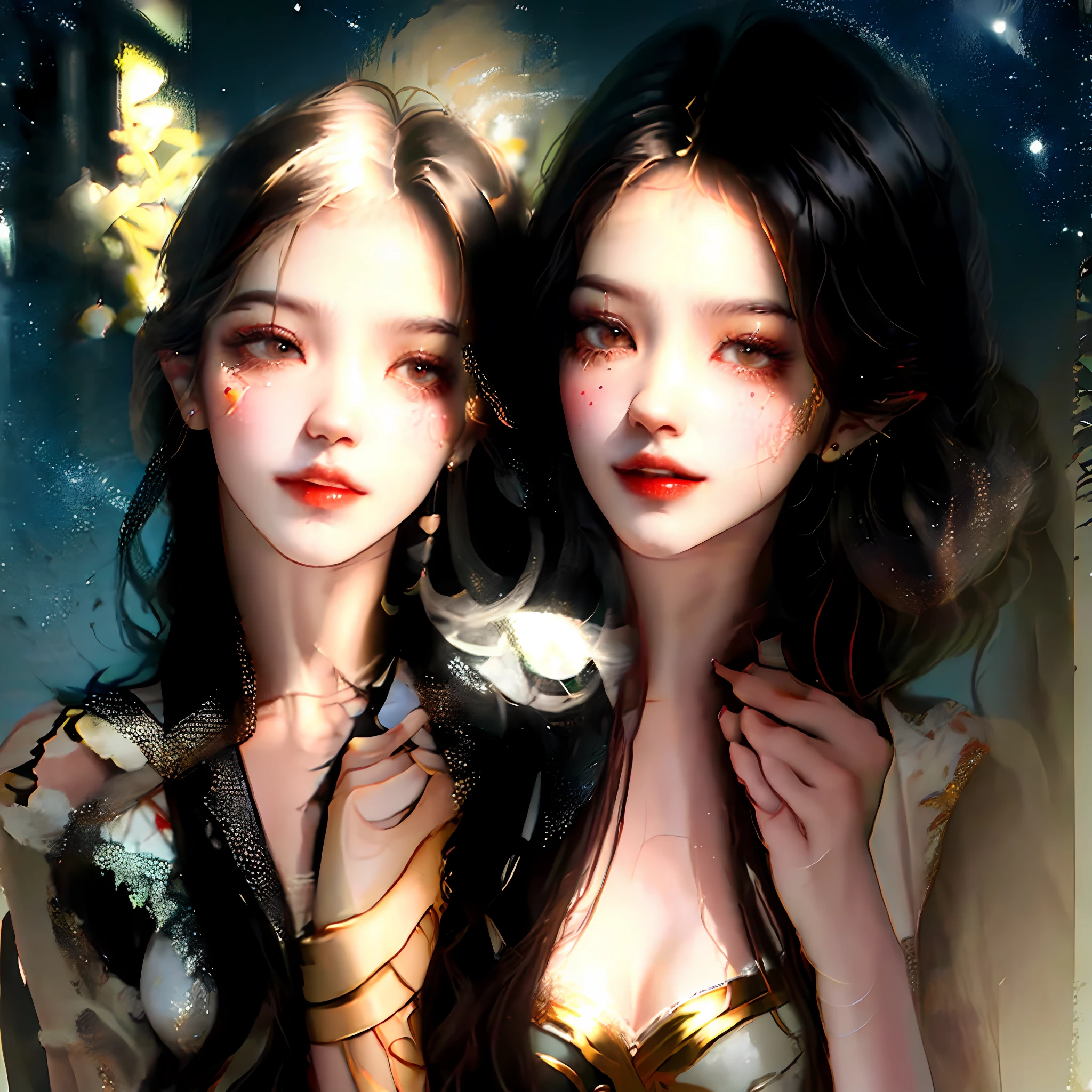 Two oriental beauties，Each has its own merits，Puff breasts，kiss，Petting the --auto