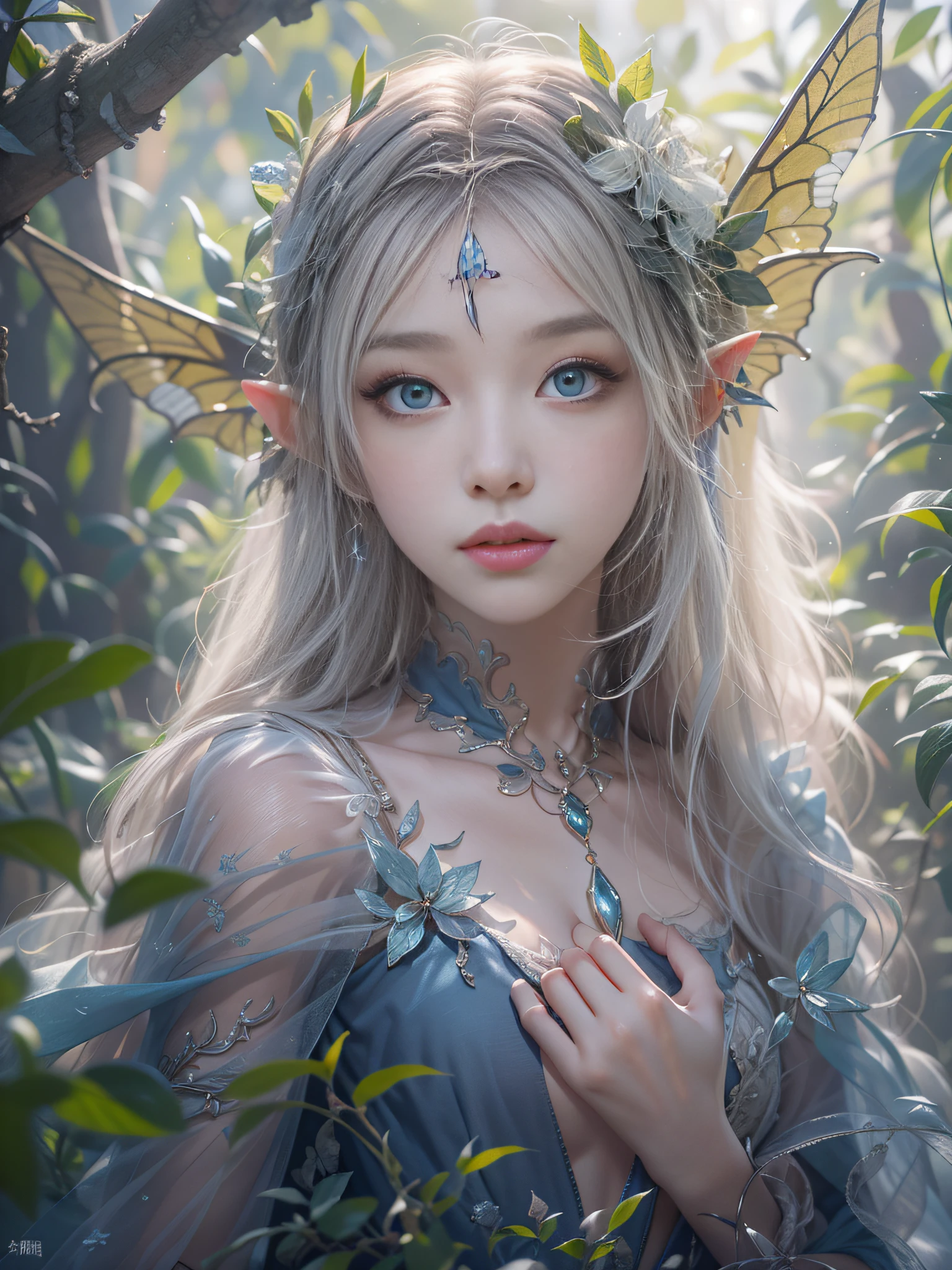 Red and purple dream color system、Sense of fate、top-quality、Master Layout、illuminating、full body Esbian、Tsurime,blond woman in a,a blond,Blue eyes,A spring in a dense forest、elvish、Dressed in a fairytale costume、((small tits,Thin leg,skinny thigh)),Water Fairy、ethereal fantasy、Fairy Tale Aesthetics、astral fairy、beautiful and elegant elf queen、ethereal fairy tale、beautiful ancient frost witch、 Fantasy aesthetics、Conversations with Women Explorers,Doing,fairy tale core、Anime Cosplay、ethereal beauty、Fantasy Art Style、Anime girl cosplay、ethereal fantasy、beautiful fairies,The deepest part of the jungle,extremely detailed eye and face、beatiful detailed eyes,