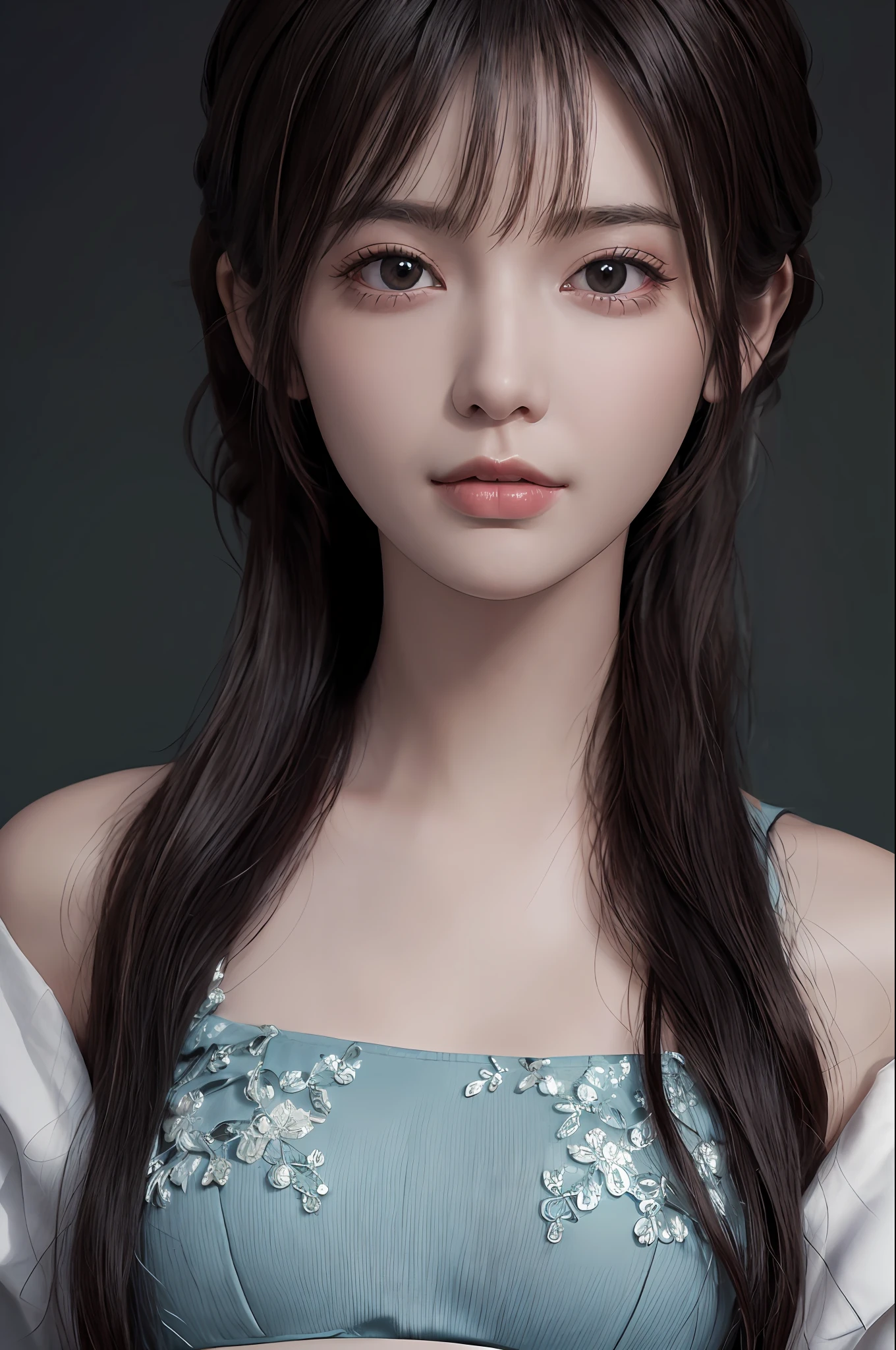 (masuter piece:1.3)、(8K、Photorealsitic、Raw photography、top-quality: 1.4)、10yaers old、(1girl in)、cute  face、beautiful countenance、baby-face、(Lifelike face)、(A dark-haired、Long straight hair:1.3)、Beautiful hairstyle、realisticeyes、Beautiful details、（real looking skin）、Beautiful skins、absurderes、enticing、超A high resolution、A hyper-realistic、high-detail、the golden ratio