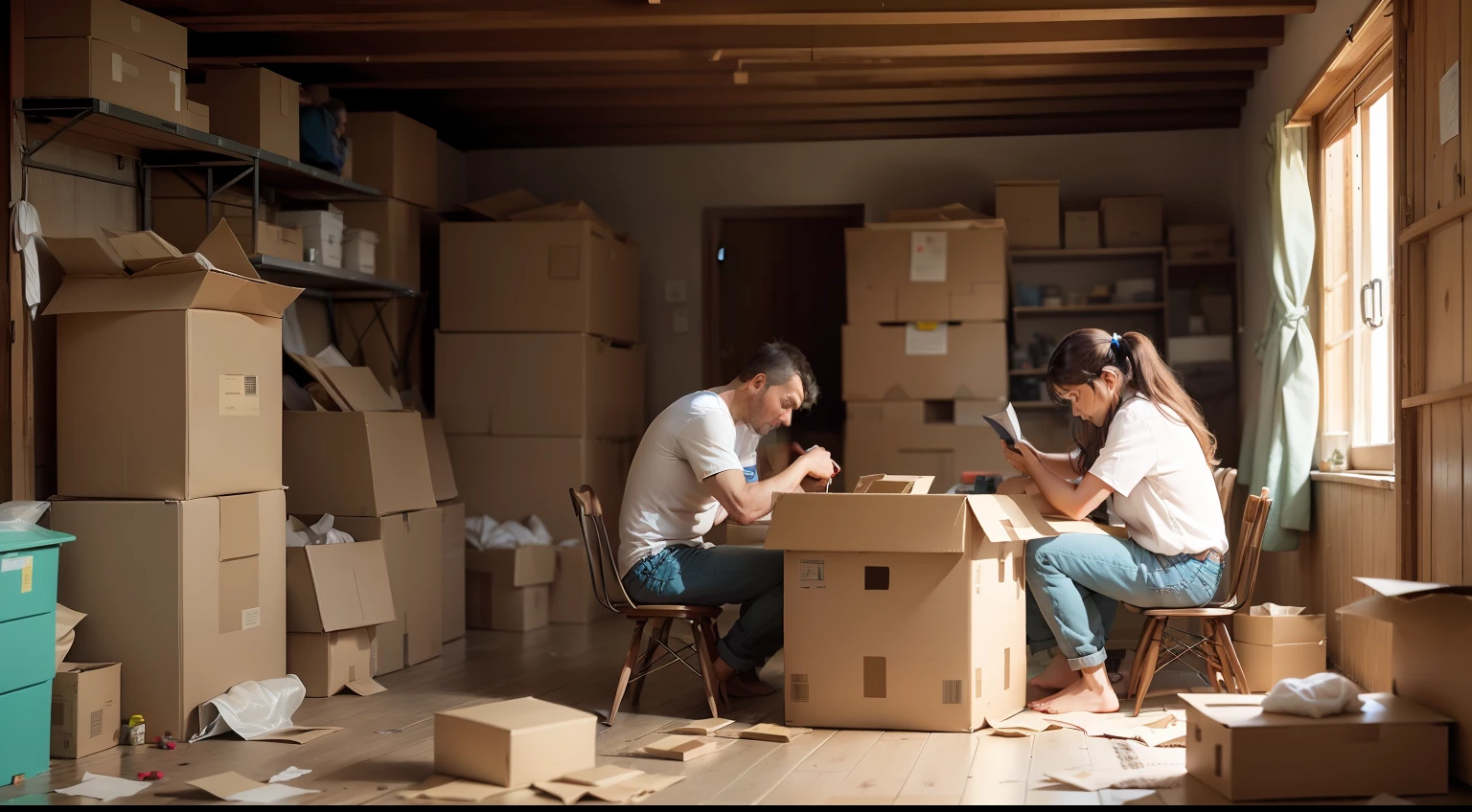 poor family working making boxes, dentro de Casa pobre, casa velha, casa suja