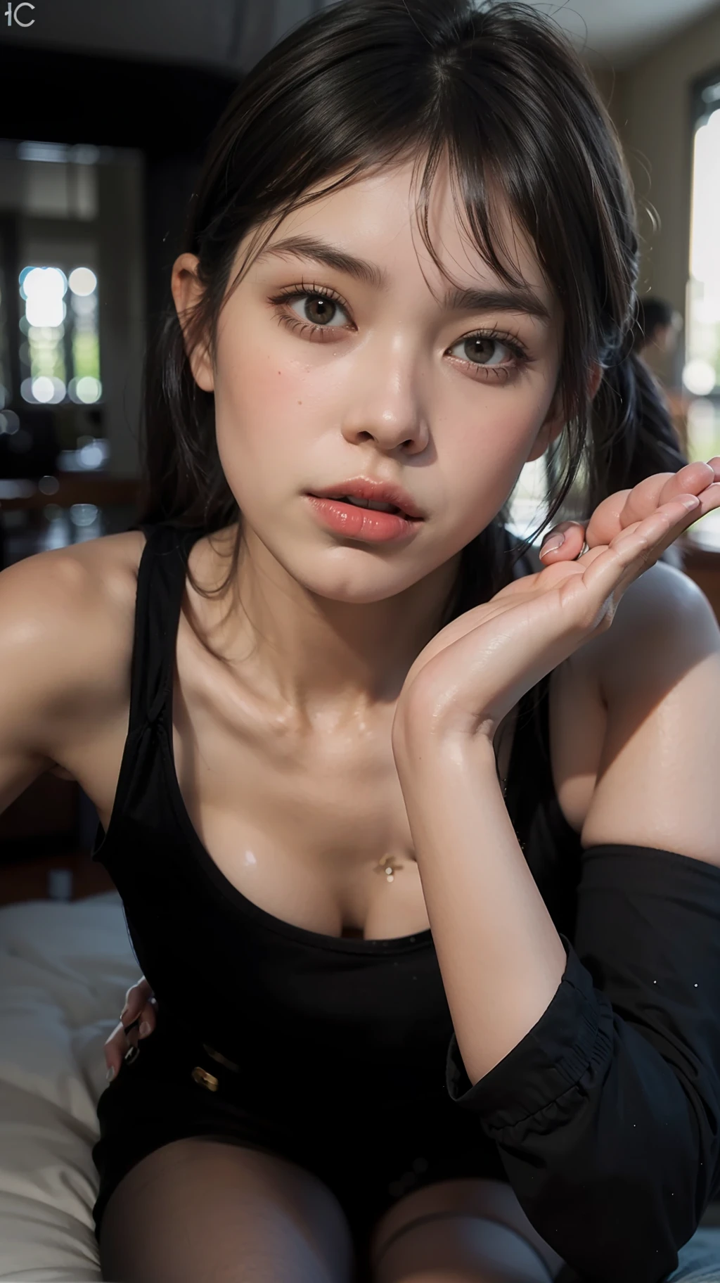 ,dynamicposes,lacepantyhose,Top angle of view,full body shot shot,Natural makeup,Fine fine skin,realisticlying,photograph realistic,8K,highly details,High detail RAW color art,Faraway view,depth of fields, ((best qualtiy)), ((tmasterpiece)), (The is very detailed:1.3)Hyper-Resolution,Post-processing,Anisotropic filtering,perfectly proportions,