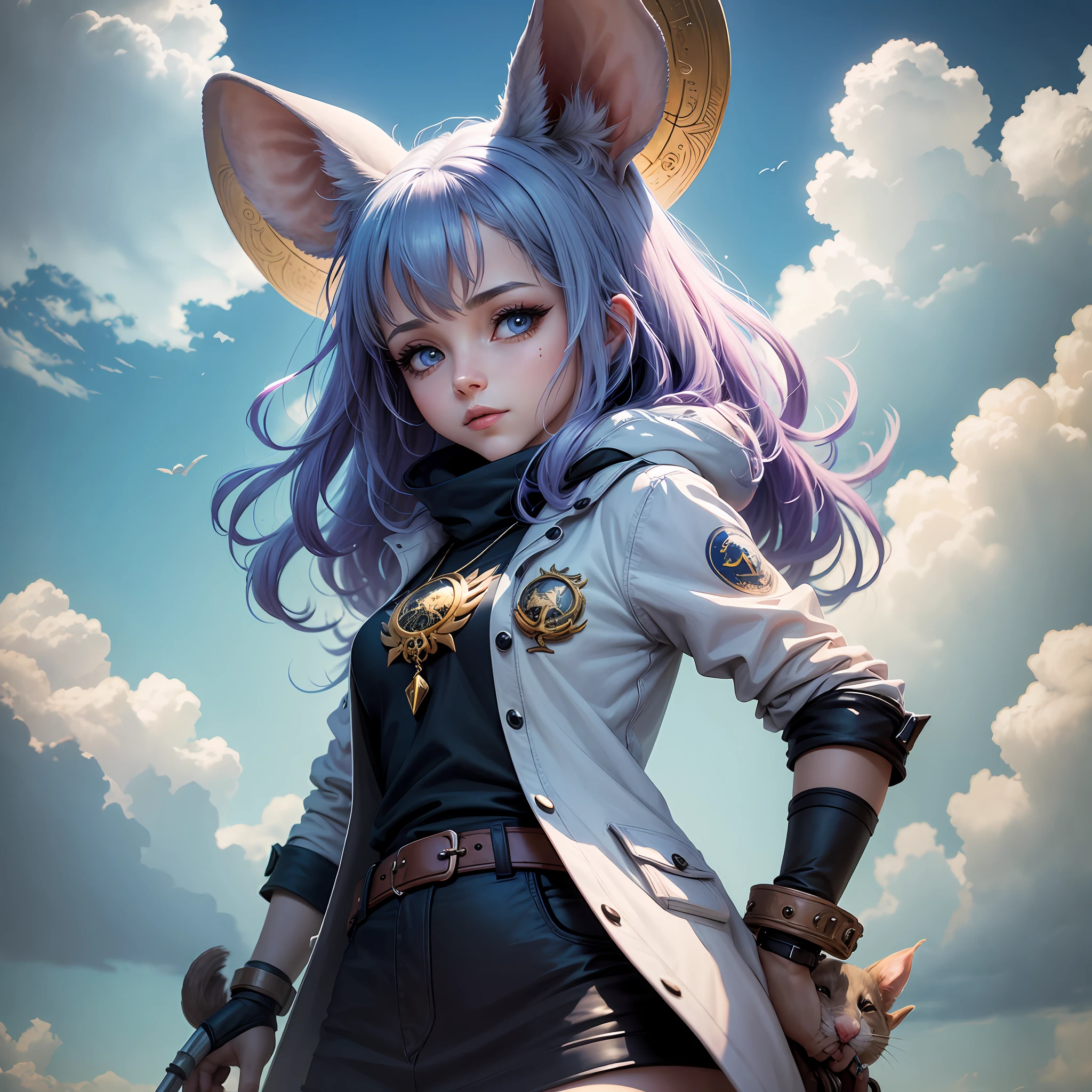 The female zodiac rat has her back to the sky and faces the sky --auto