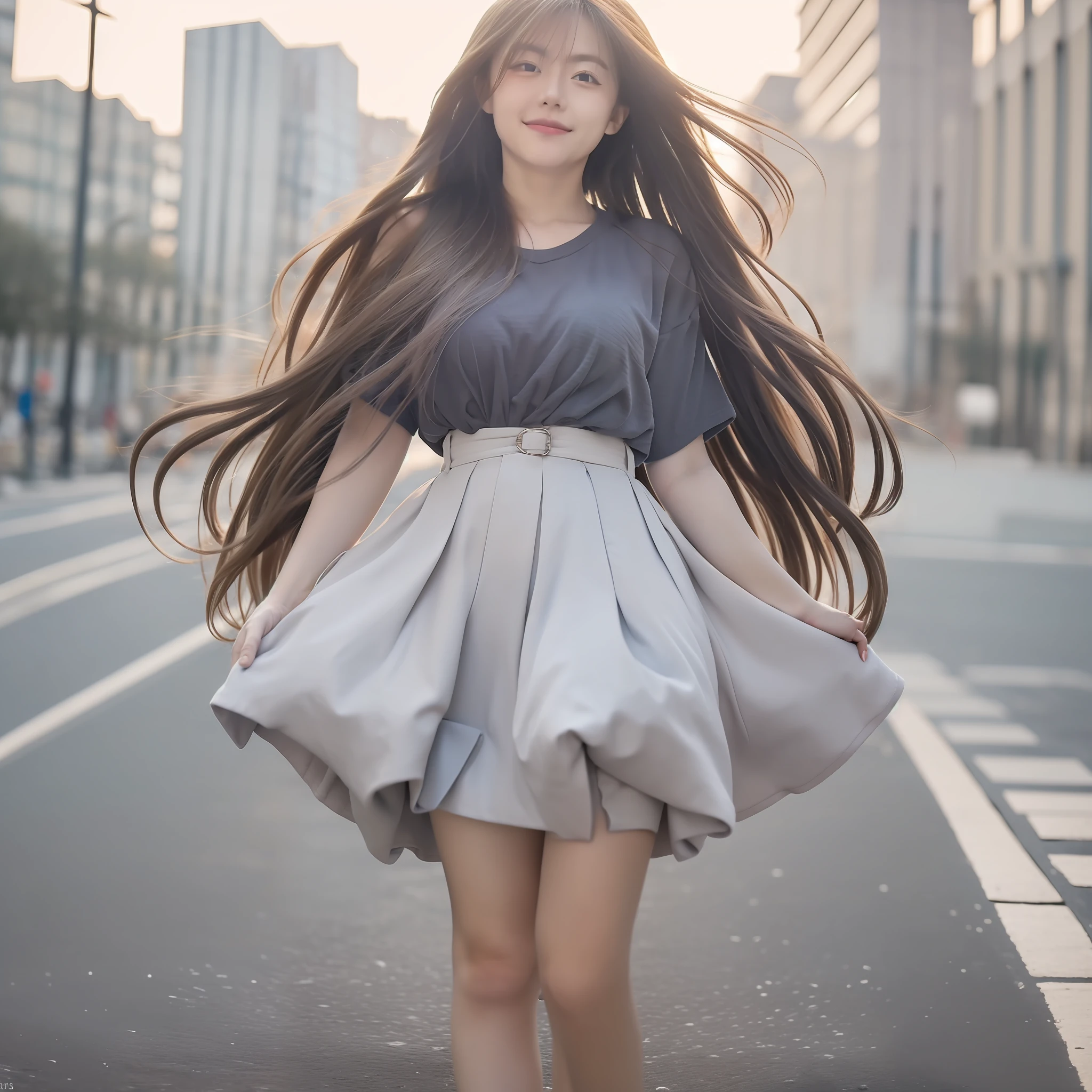 "(Best picture quality、A masterpice), white backgrounid, Ultra-thin paper,Sparkling, Beautiful and tasteful, The wind blew for a long time,ssmile, curly blond hair, Vivid and stunning,Scottish pleated skirt,Greater wind,The wind blows hair,Floating hair,Static clothes,Short sleeved bodice,extra very long hair,12 meters long hair,Hair grows to the floor,Correct limbs,fully body photo,standing on your feet,white short sleeve,Cross your hands at your waist,mid day,Sunnyday,full bodyesbian"