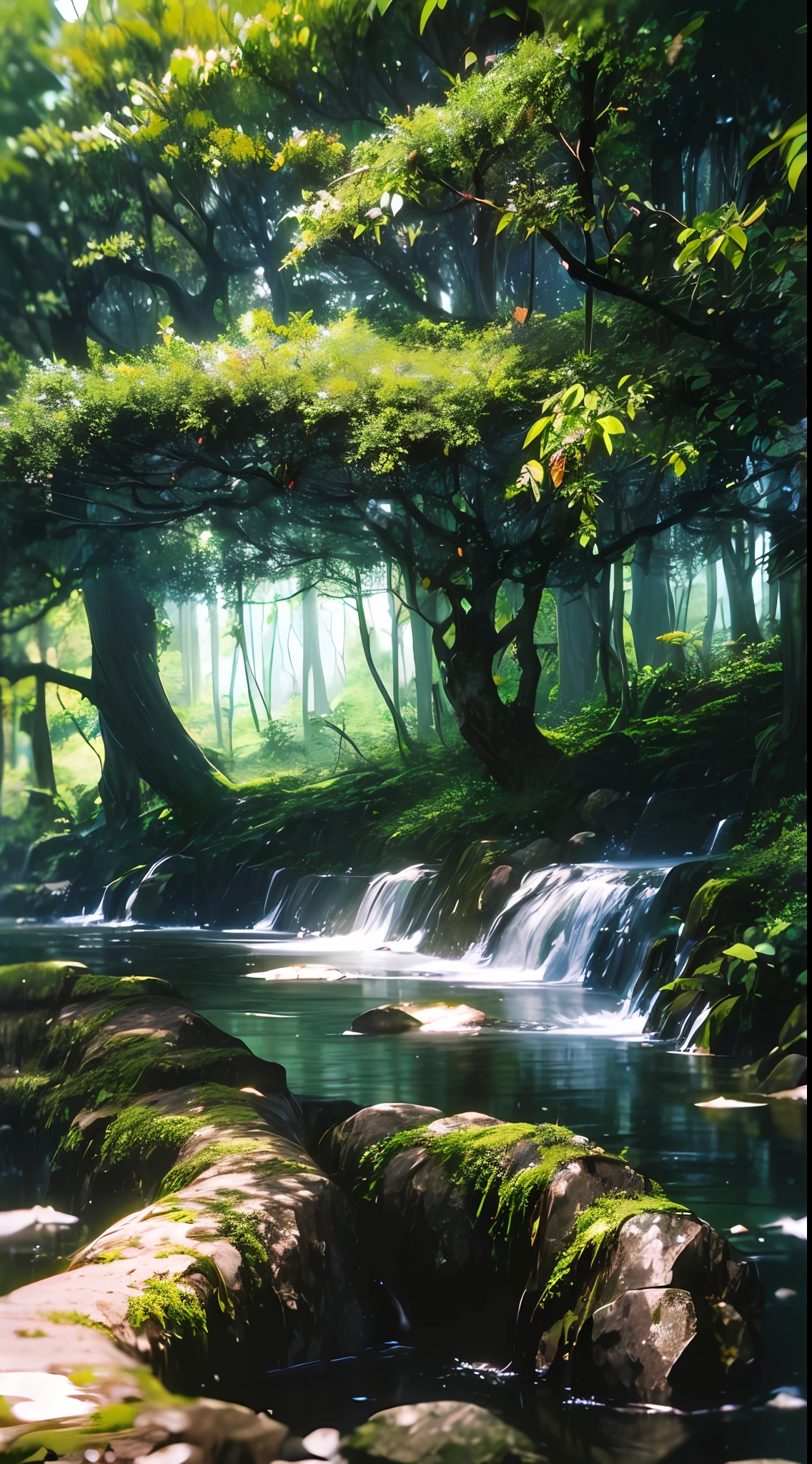 tmasterpiece,Best quality at best,Dense jungle,Rough and damp trees,Huge thick vine,weeds,florals,(Spring water),(Spring pool),((Beautiful adventurer,closeup cleavage)),jungles,oases,giant and wet trees,(((adventurer clothing))),super-fine,Works of masters,high qulity,8K分辨率,depth of fields,电影灯光,Epic shooting