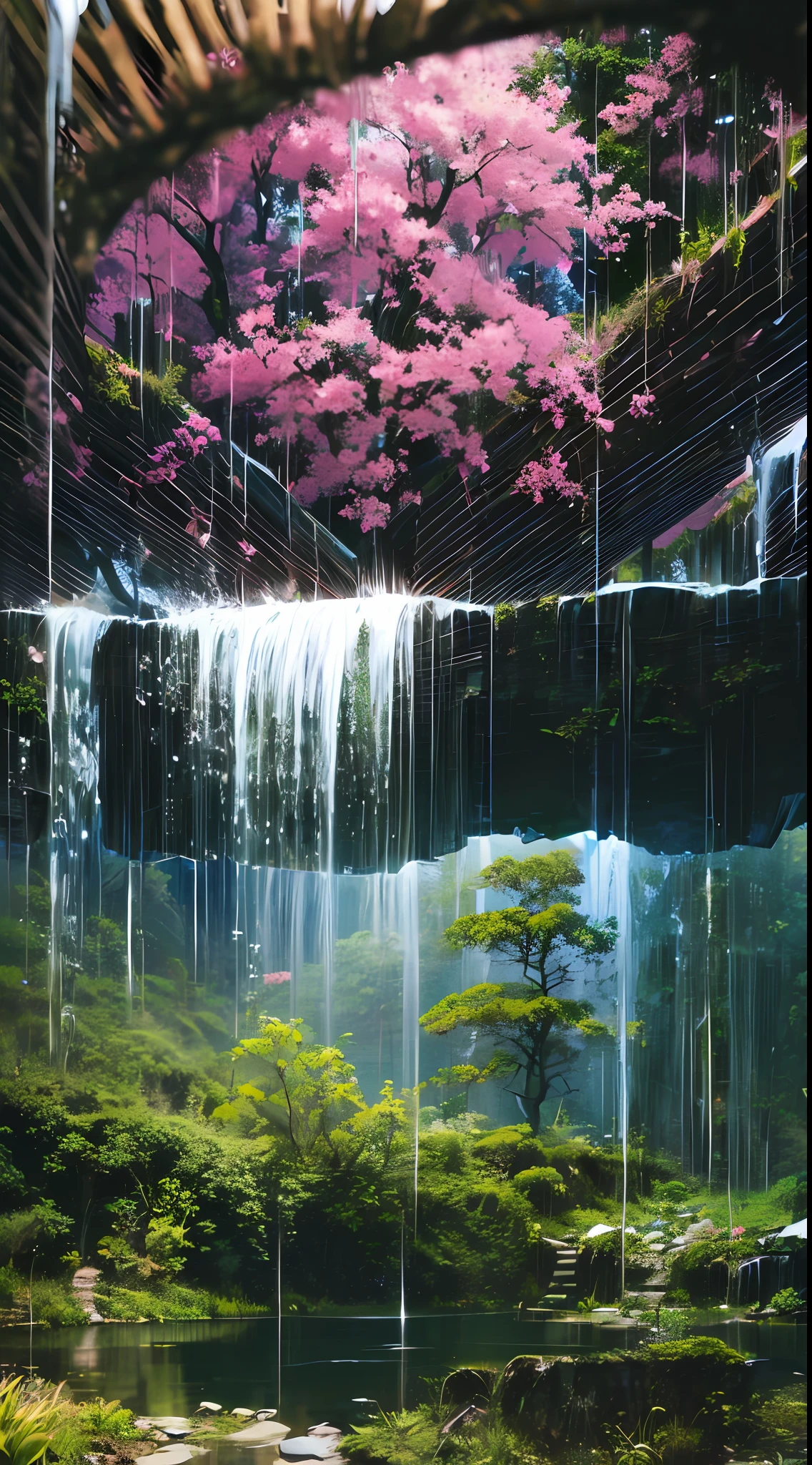 tmasterpiece,Best quality at best,Dense jungle,Rough and damp trees,Huge thick vine,weeds,florals,(Spring water),(Spring pool),((Beautiful adventurer,closeup cleavage)),jungles,oases,giant and wet trees,(((adventurer clothing))),super-fine,Works of masters,high qulity,8K分辨率,depth of fields,电影灯光,Epic shooting