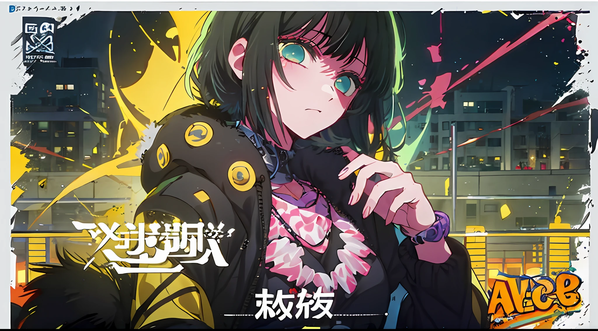 (((dramatic))), (((gritty))), (((intense)))) The movie poster features as the central character. She is shy in the center of the poster, wearing idol outfit, and a determined expression on her face. The background is dark and gritty, with a feeling of drunkenness. The text is bold and eye-catching, with catchy slogans that add to the overall drama and excitement. The color palette is dominated by dark colors, dotted with bright colors, giving the poster a dynamic and visual impact, tachi-e (magazine:1.3), (cover-style:1.3), fashionable, vibrant, outfit, posing, front, colorful, dynamic, background, element, confident, expressive, holding, statement, attachment, majestic, coiled, around, touch, scene, text, cover, bold, eye-catching, title, fashion, font, catchy, title, bigger, eye-catching, modern, trendy, focused, stylish, 1 girl