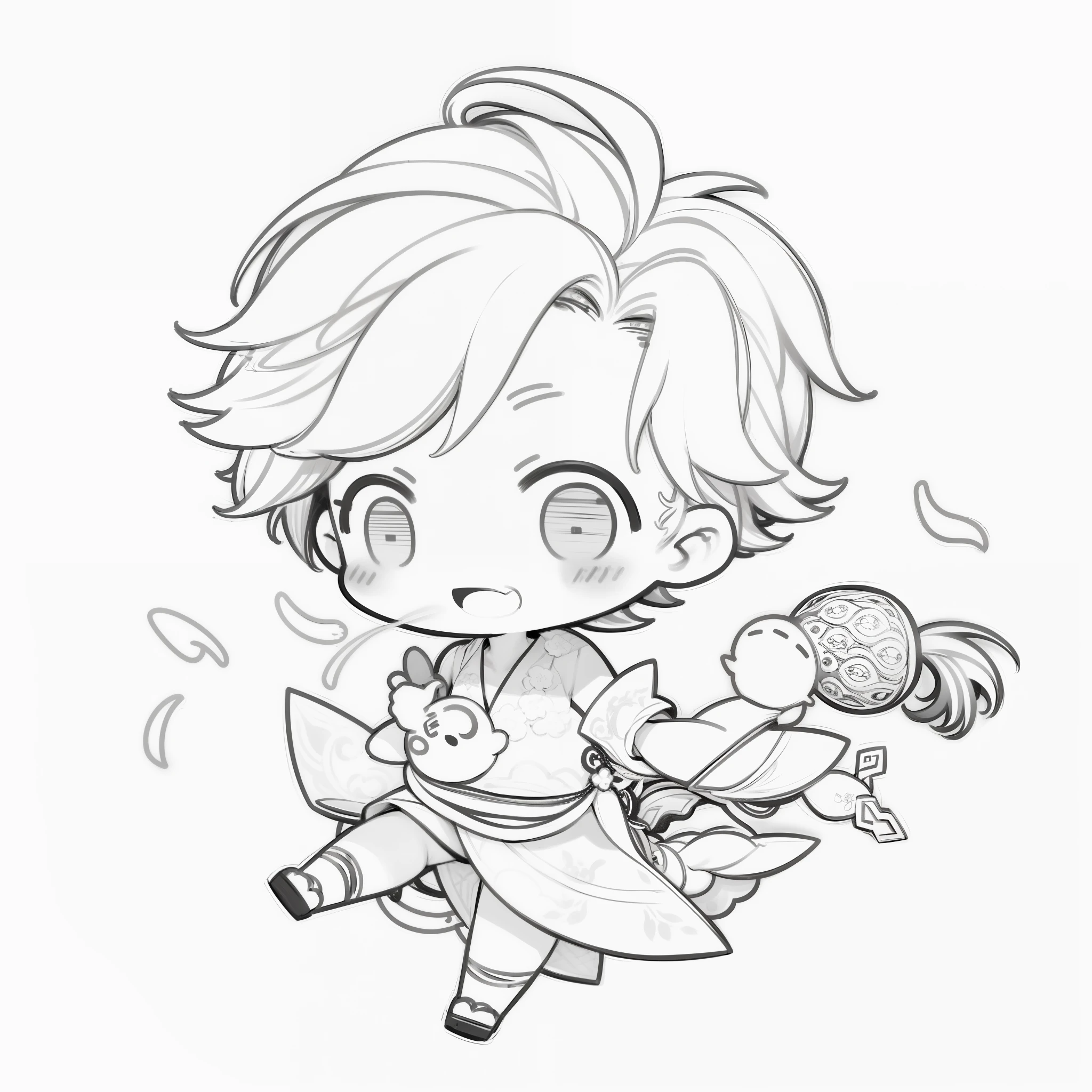 Painting of a girl holding a bird in her hand, lineart behance hd, clean lineart, Chibi Art, extremely fine ink lineart, linear art, advanced digital chibi art, zhongli from genshin impact, perfect lineart, clean anime outlines, Clean line art, Keqing from Genshin Impact, demon slayer rui fanart, Line art!!