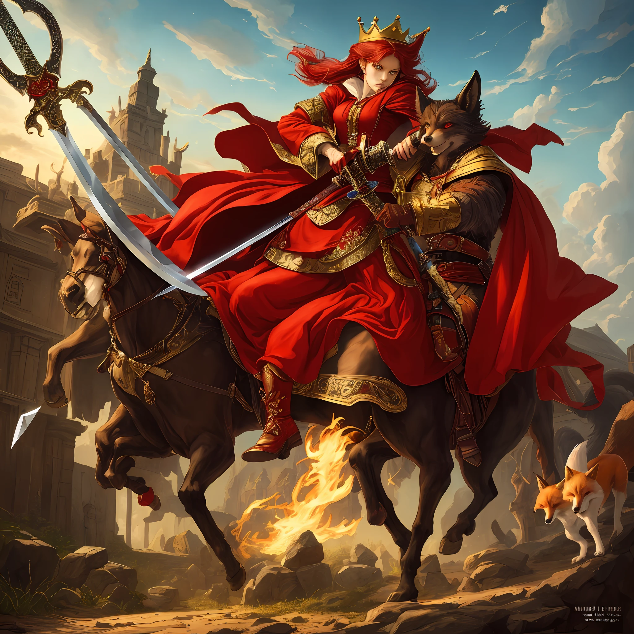 The king power rich in the fox demon little red lady holds the king power sword --auto