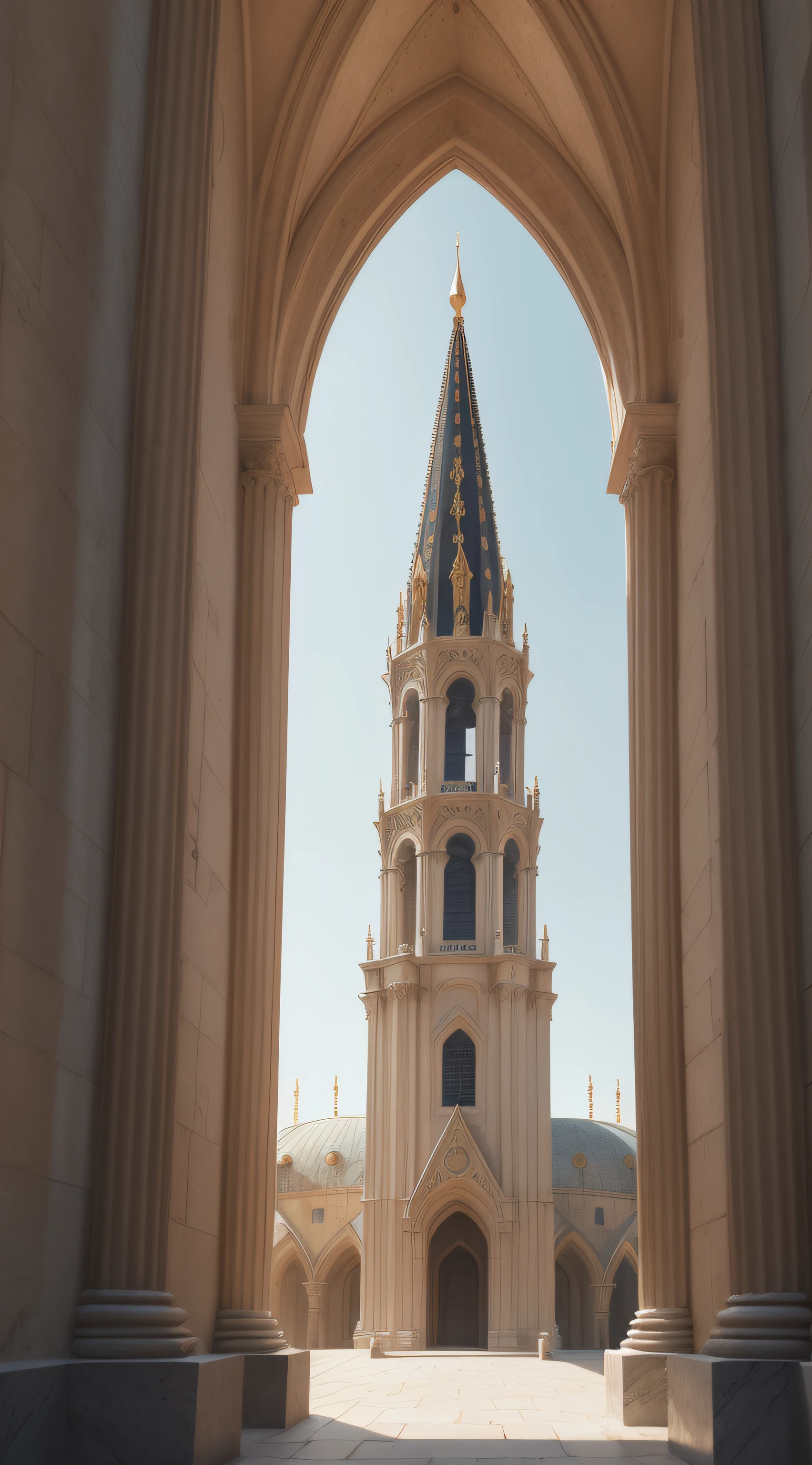 Cinematic, photo, a medium shot of a beautiful elven byzantine gothic tower in a medieval city designed by Alan Lee, grey granite, slender, dome, filigree, elegant elaborate complex architecture, medieval architecture, medieval design, photographed with Canon EOS 5D Mark IV, monument, sense of wonder, extremely detailed, realistic textures, artistic
