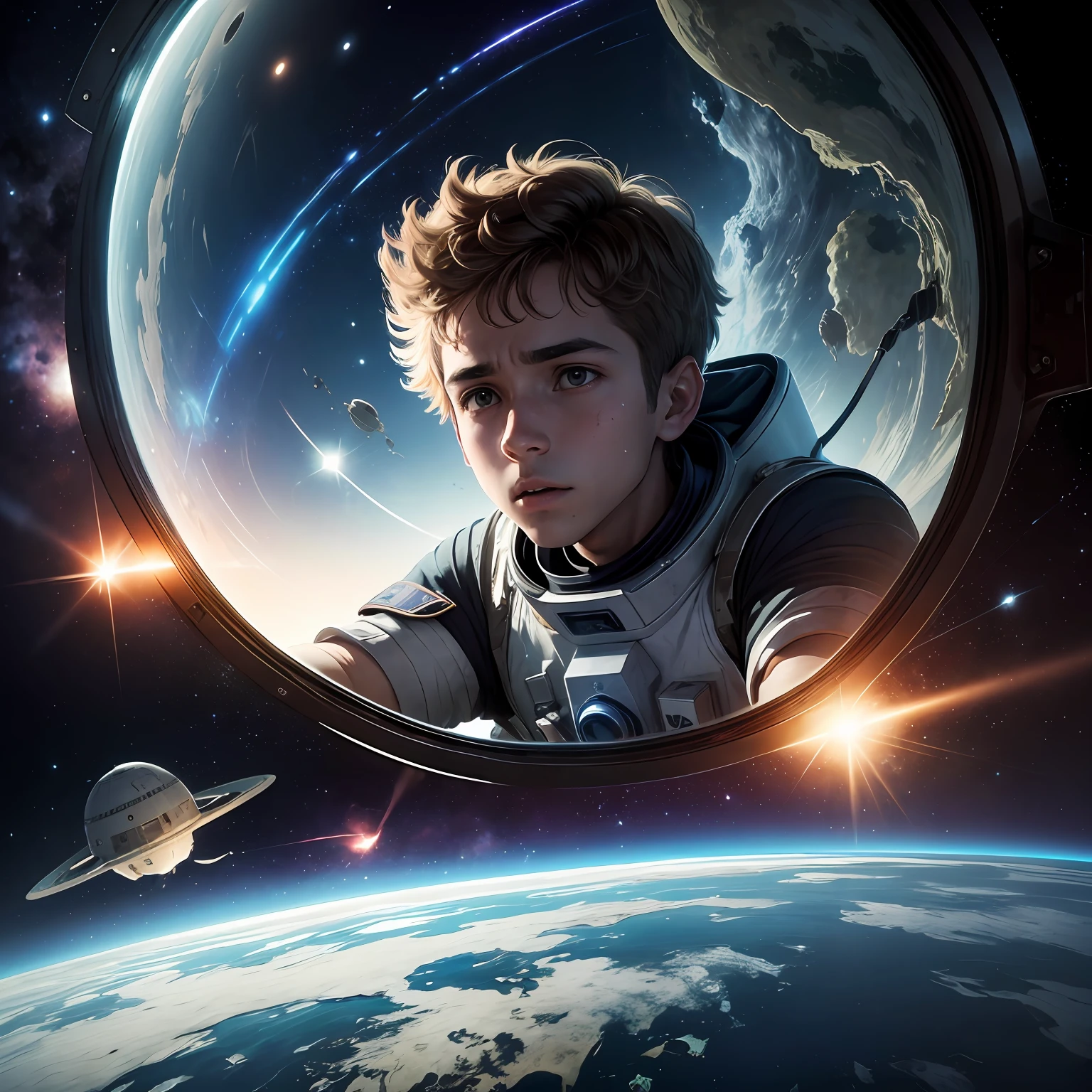 While traveling through outer space, Lucas enfrentou muitos desafios. Had to deal with lack of oxygen, Loneliness and fear of the unknown. He was also pursued by enemy ships --auto