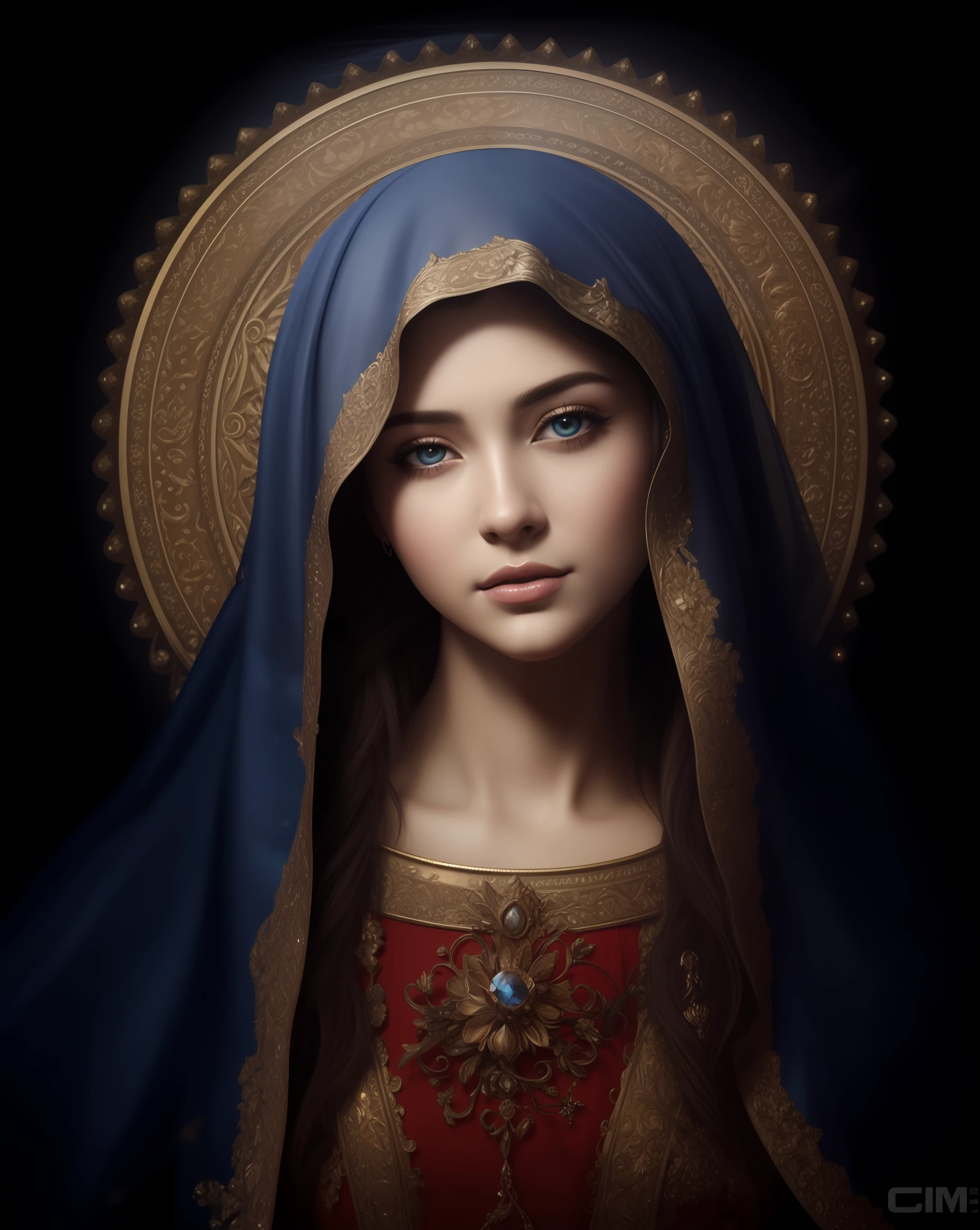 Blessed Virgin Mary. 19 years old, DULCE E INOCENTE MIRADA ANGELICAL, ultra detailed fine art photography, Aura de medianoche, cielo nocturno, Cara hermosa detallada, Dreamy, resplandeciente, retroiluminado, glamur, Mica, sombras, oil on canvas, Pinceladas, Suave, ultra-high def, 8k, Motor Unreal 5, Ultra Sharp Focus, Arte de Alberto Seveso, Artgerm, loish, Sf, Obra maestra de arte intrincada, ominoso, matte paint movie poster, golden ratio, tendencias en CGSociety, intrincado, epopeya, tendencias en Artstation, por artgerm, Altamente detallado, vibrant production cinematic character render ultra high quality model