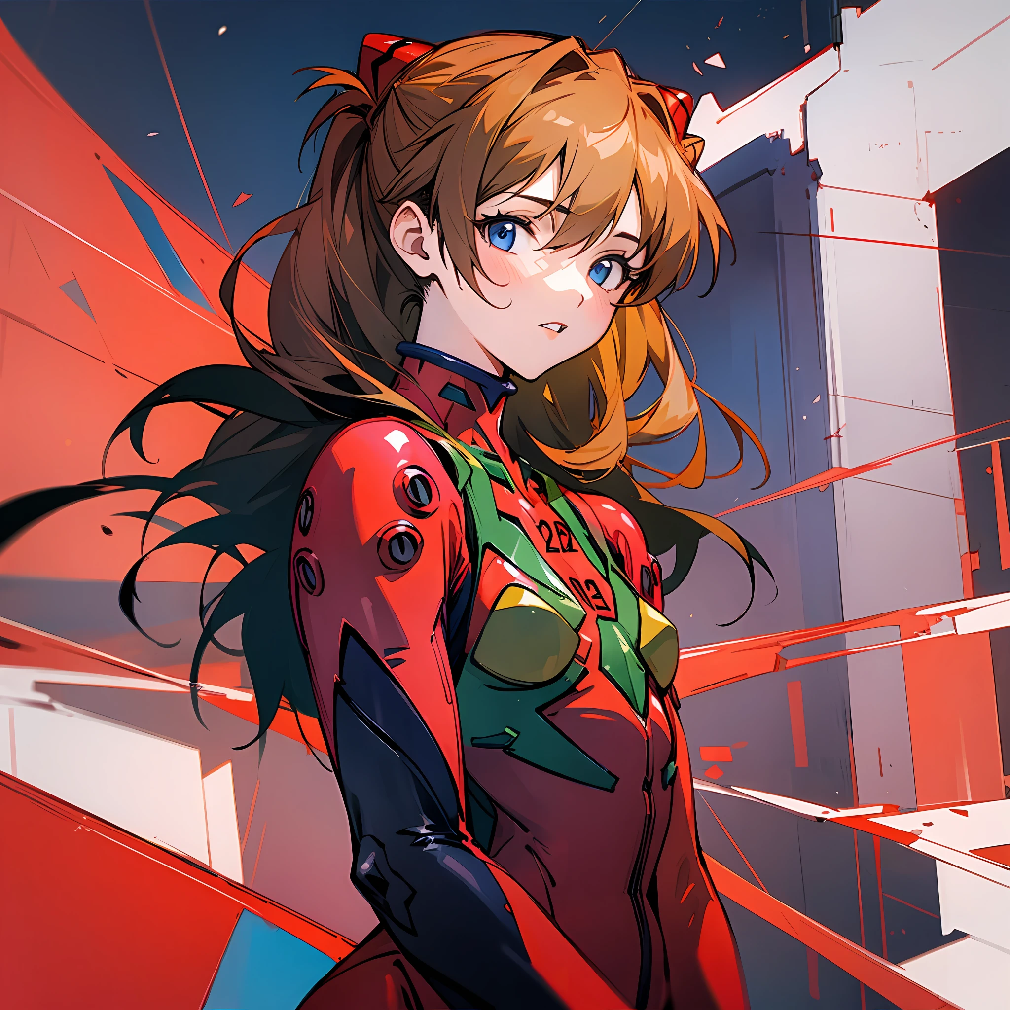 1 girl, Asuka, red clothes, Evangelion