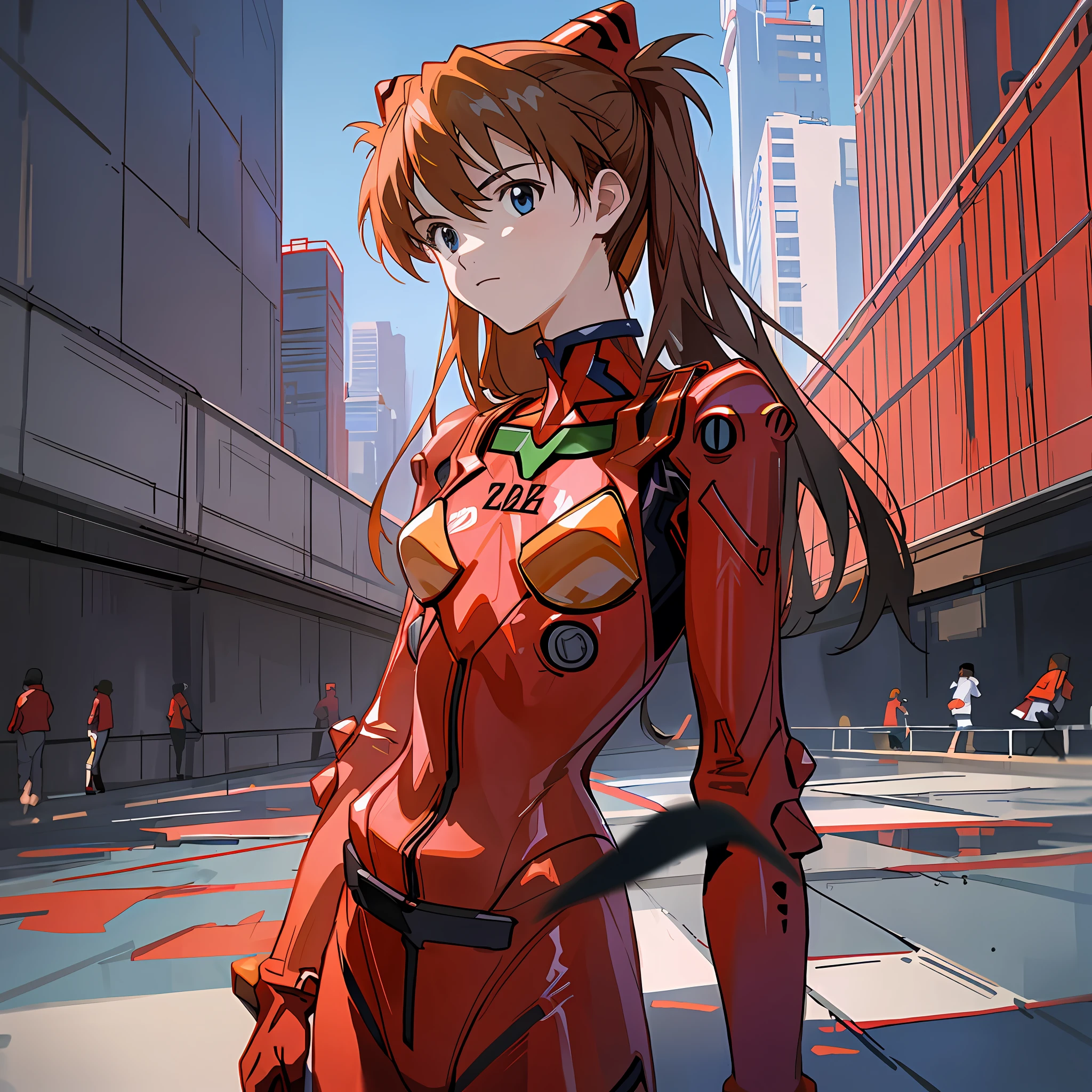 1 girl, Asuka, red clothes, Evangelion