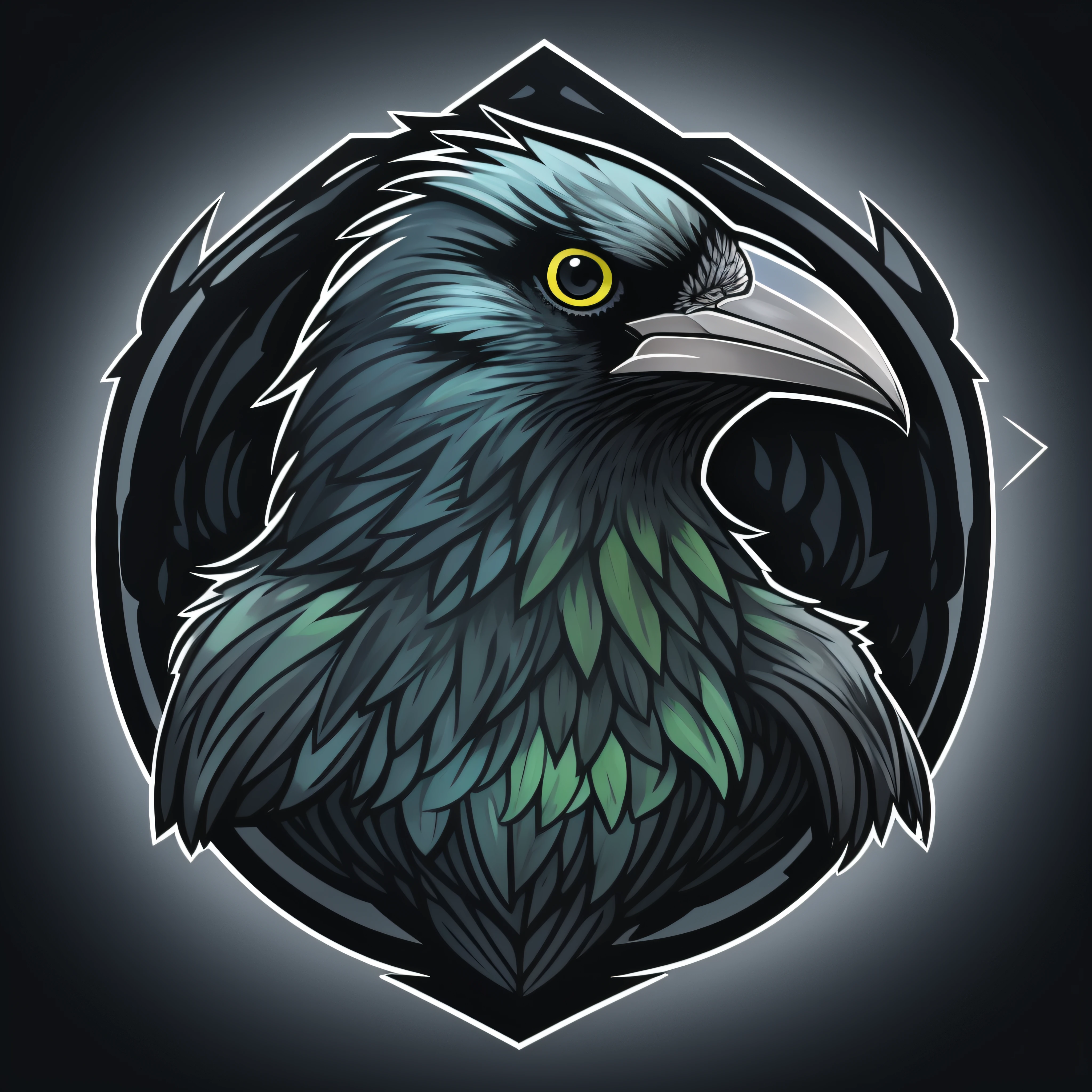 a logo of a jackdaw bird, esports logo, twitch streamer