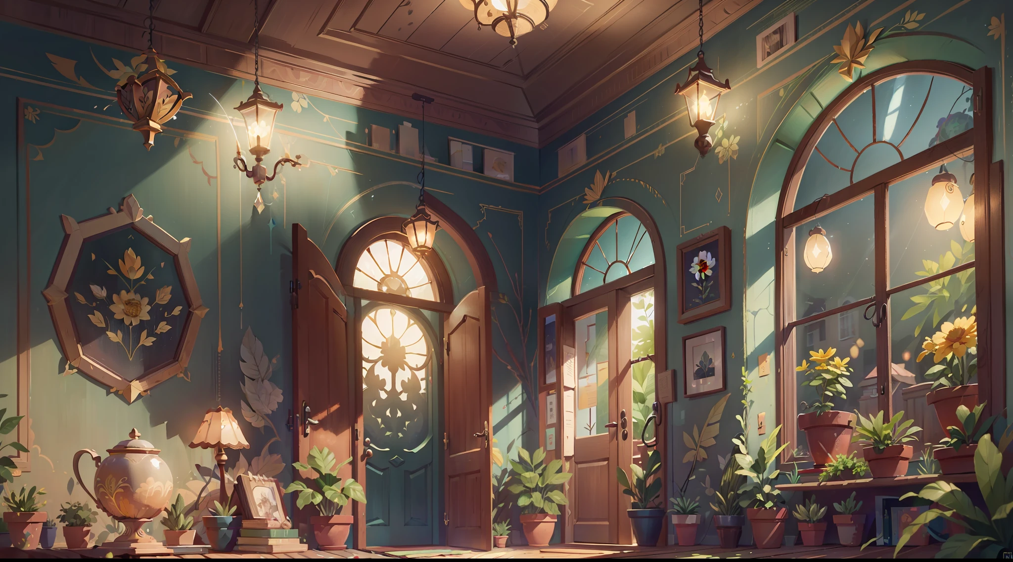 (extremely detailed CG unity 8k wallpaper,masterpiece, best quality, ultra-detailed),(best illumination, best shadow, an extremely delicate and beautiful),floating,high saturation,[casa com flores ao redor:1.3, representing rebirth and the beauty that resilience can bring]