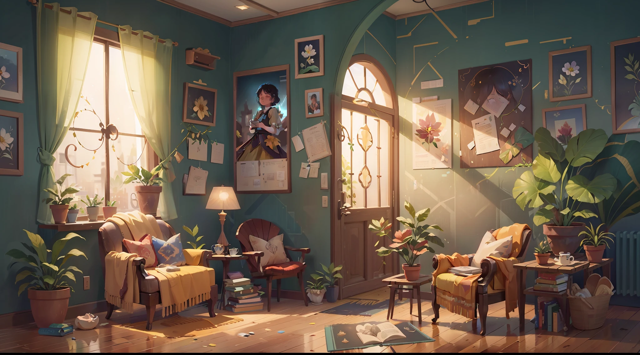 (extremely detailed CG unity 8k wallpaper,masterpiece, best quality, ultra-detailed),(best illumination, best shadow, an extremely delicate and beautiful),floating,high saturation,[casa com flores ao redor:1.3, representing rebirth and the beauty that resilience can bring]