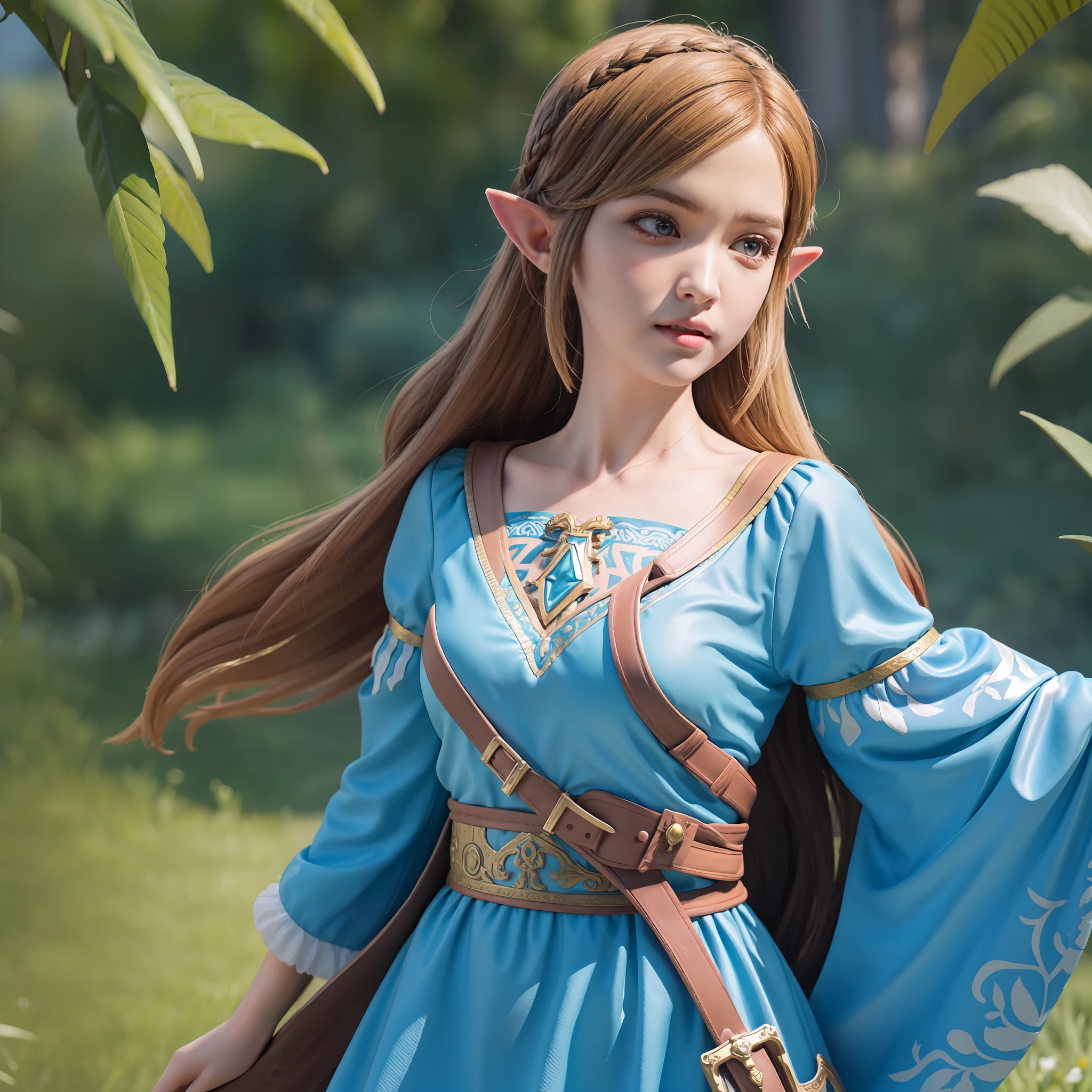 masterpiece, best quality, absurd res, maximum detail, intricate detail, extremely clear, (princess zelda, the legend of zelda: breath of the wild), (detailed background, hyrule castle),