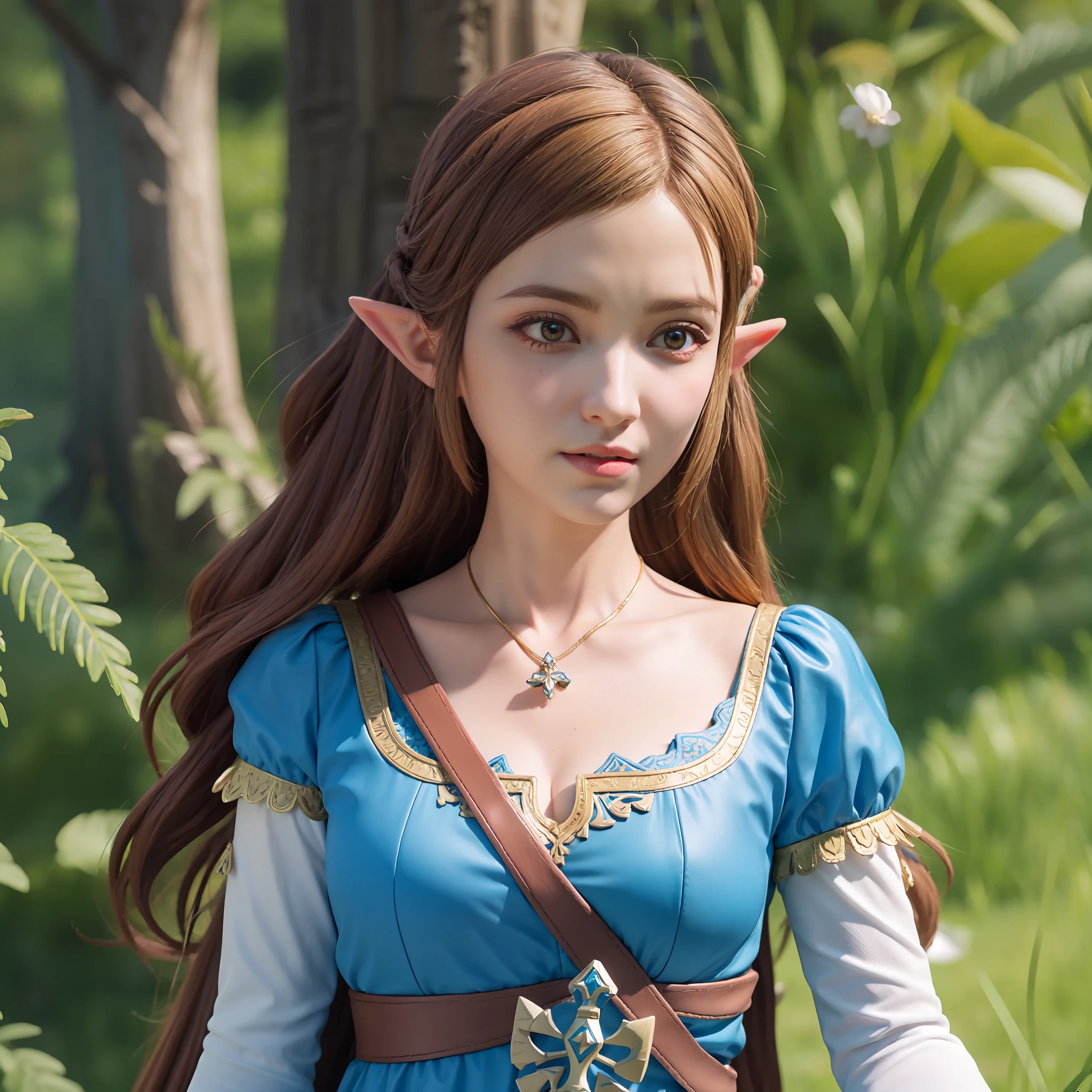 masterpiece, best quality, absurd res, maximum detail, intricate detail, extremely clear, (princess zelda, the legend of zelda: breath of the wild), (detailed background, hyrule castle),
