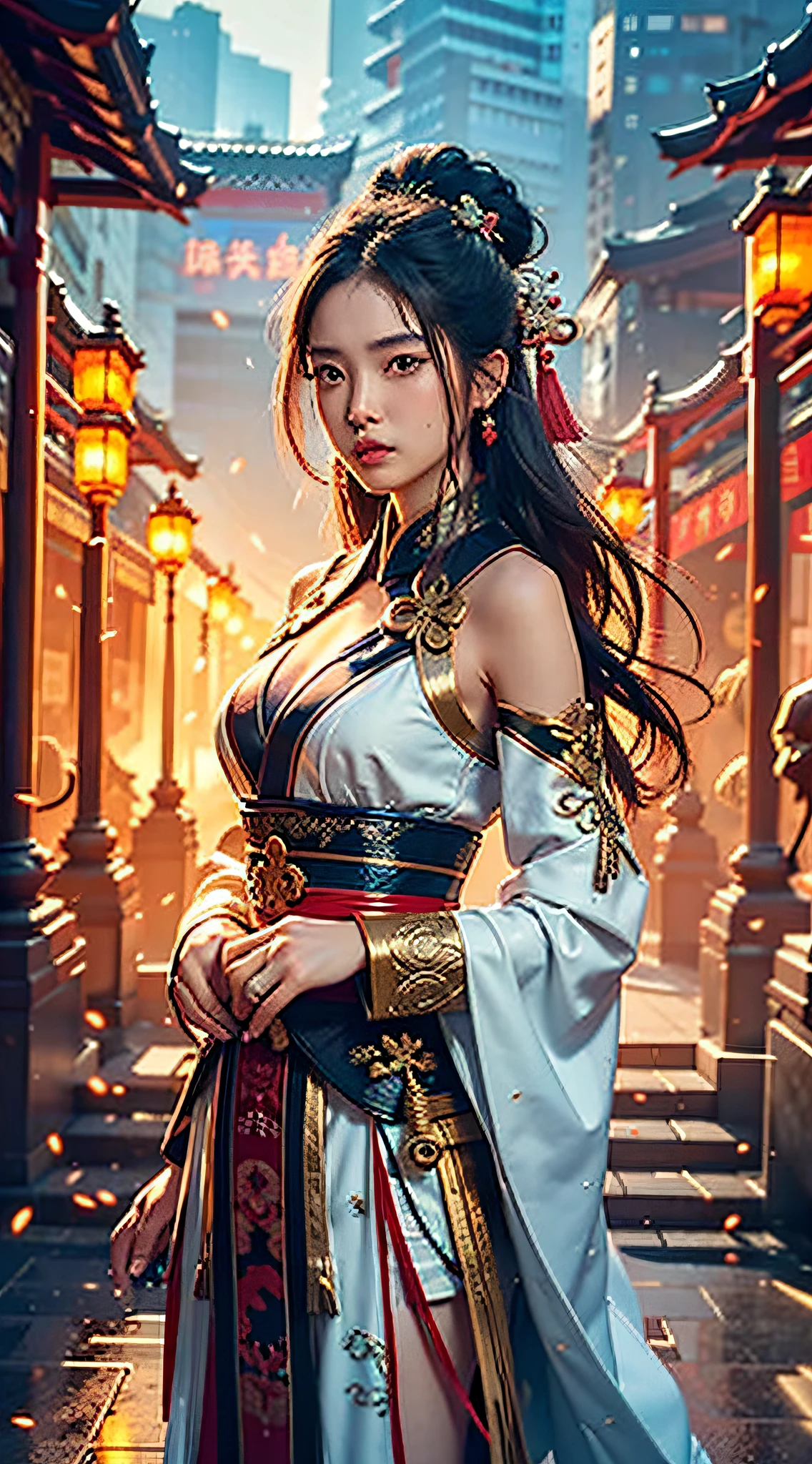 best qualtiy,tmasterpiece,超高分辨率,(realisticlying:1.4),xiuxian,arma,Detal Face,
1girll,独奏,arma,,(Magical Circle:1.2),xiuxian,Long legs,Bigchest,high-heels,cropped shoulders,a beauty girl,full bodyesbian,east asian architecture,jacket,buliding,
