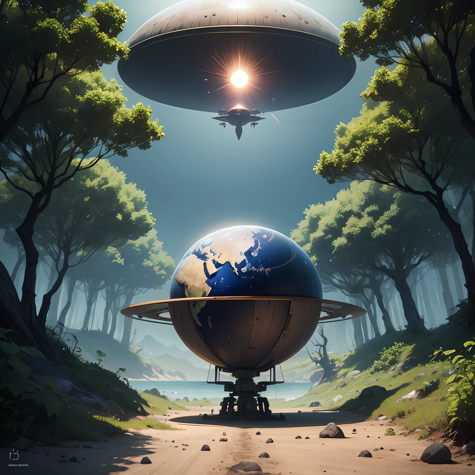 Mysterious planet, cautious landing, perilous environment, tracking equipment, alien vegetation. --auto