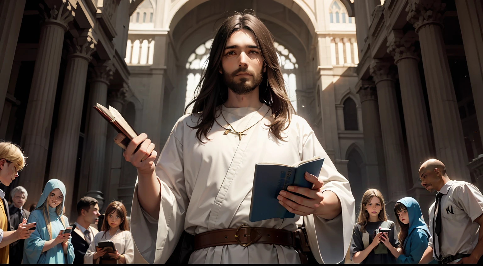 Jesus Christ holding a Bible