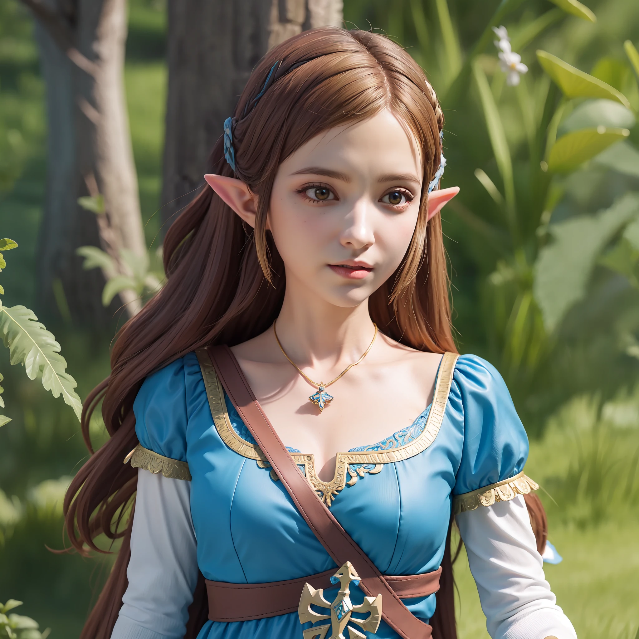 masterpiece, best quality, absurd res, maximum detail, intricate detail, extremely clear, (princess zelda, the legend of zelda: breath of the wild), (detailed background, hyrule castle),