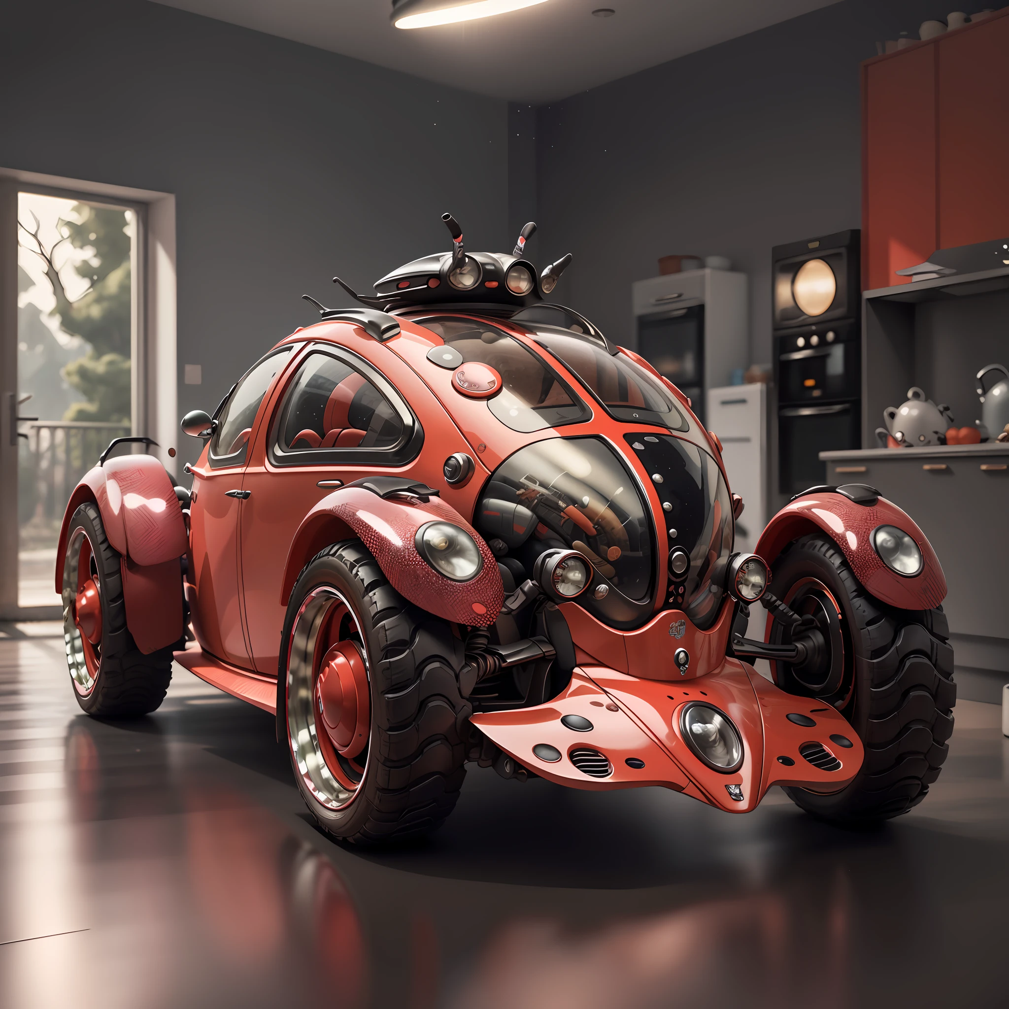 bug,AI carro futurista, vermelho e preto,ultra-detalhado, fotorrealista, hd,studio lighting, 4k