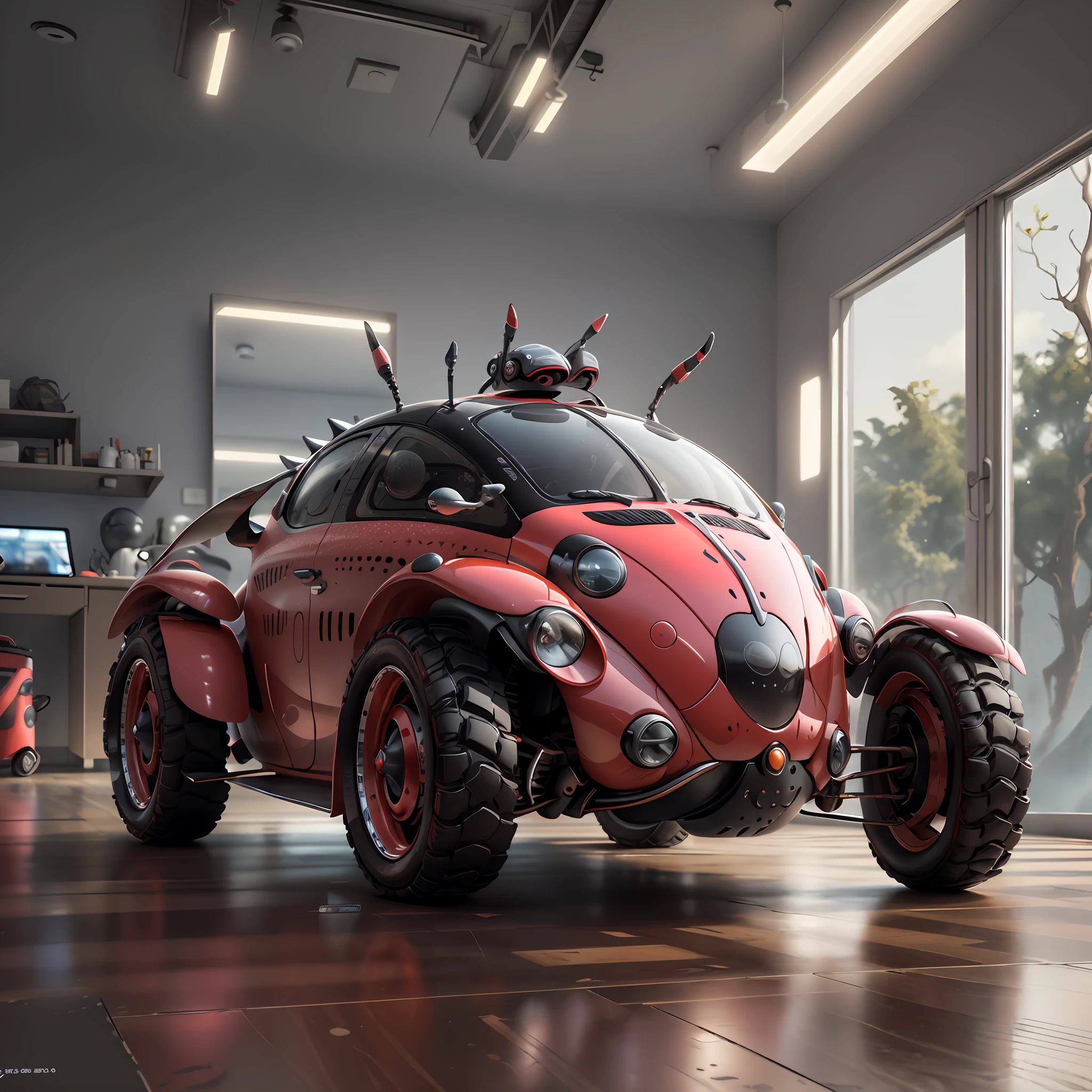 bug,AI carro futurista, vermelho e preto,ultra-detalhado, fotorrealista, hd,studio lighting, 4k