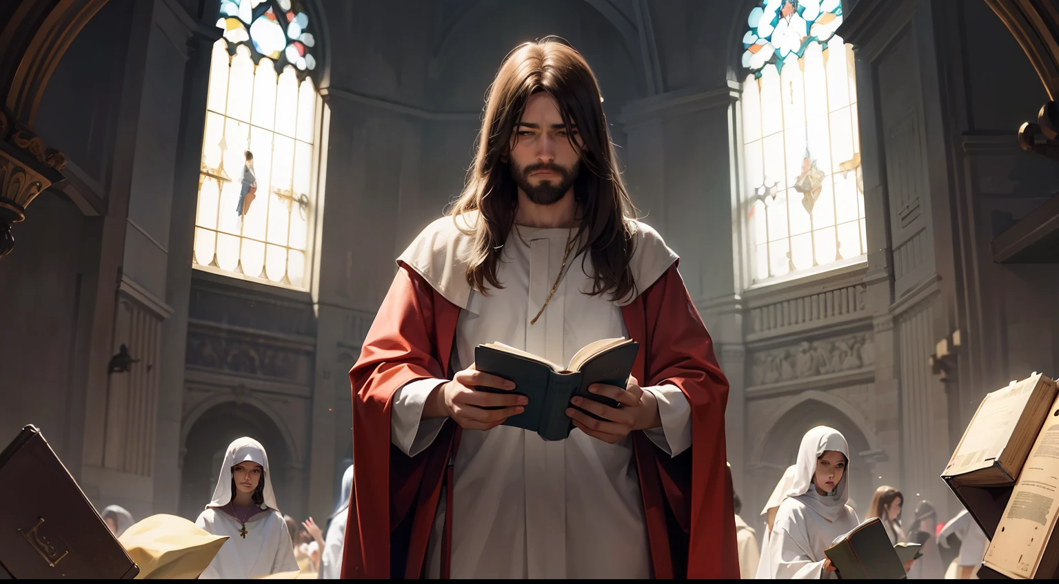 Jesus Christ holding a Bible