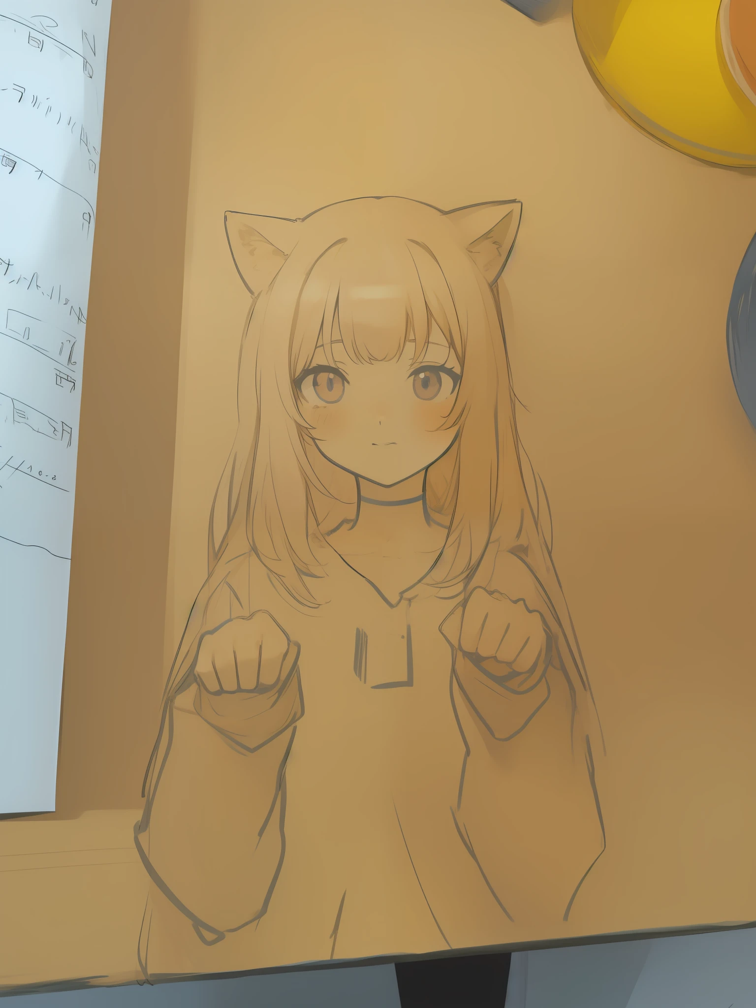 anime shading, anime sketch, manga drawing, an anime drawing, Line sketch!!, cute anime catgirl, clean anime outlines, Anime Paintings, anime girl with cat ears, anime moe art style