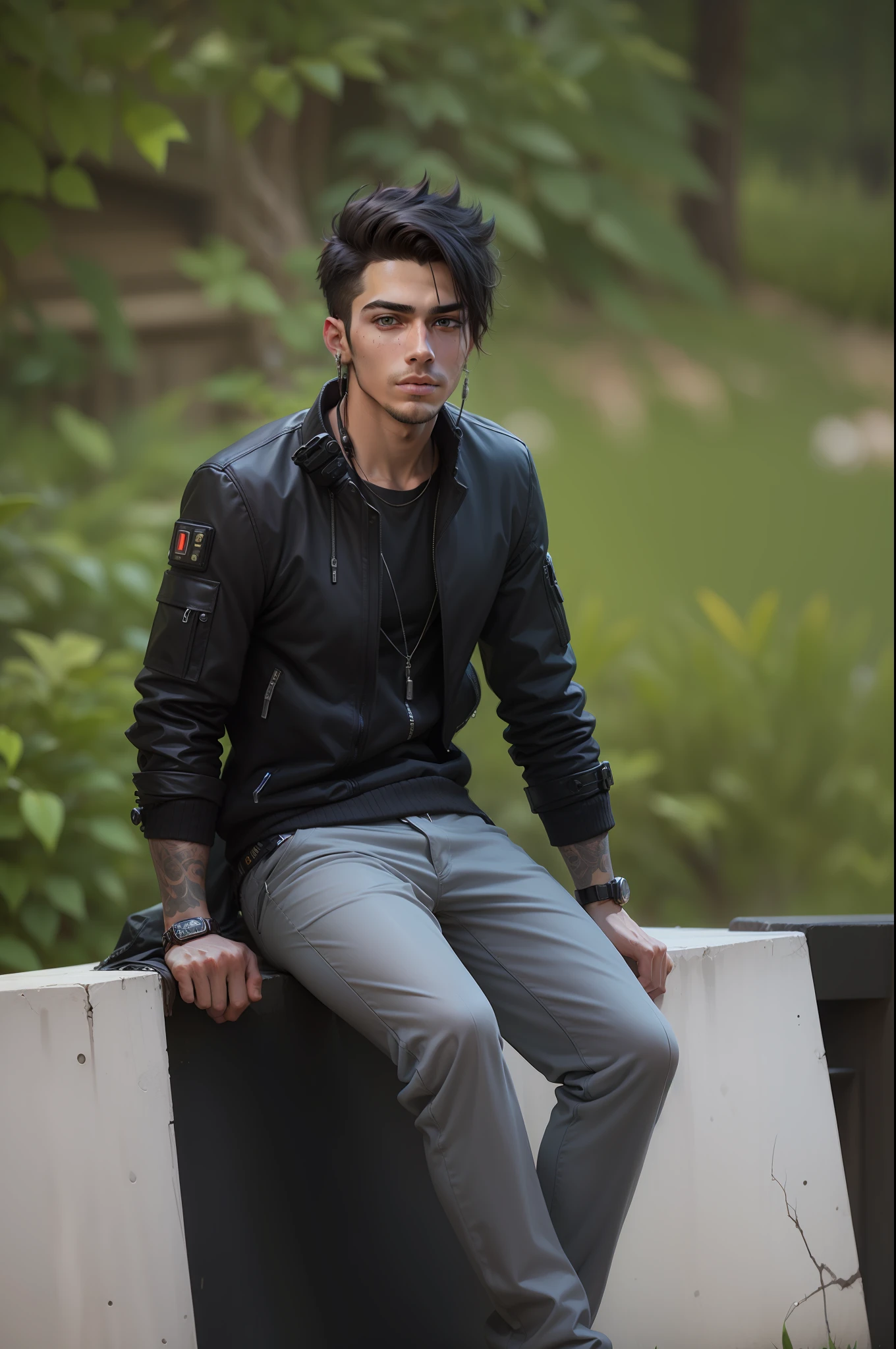Background change cyberpunk handsome boy ultra realistic face