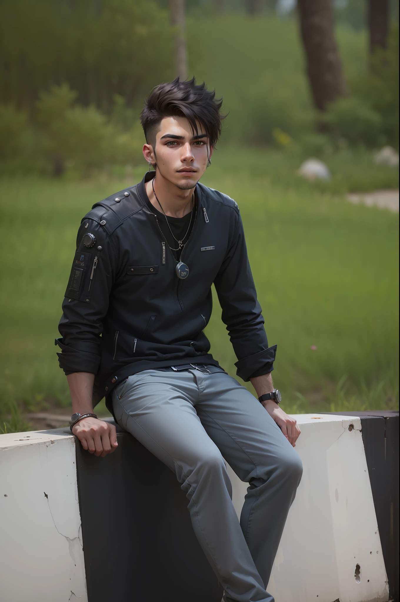 Background change cyberpunk handsome boy ultra realistic face