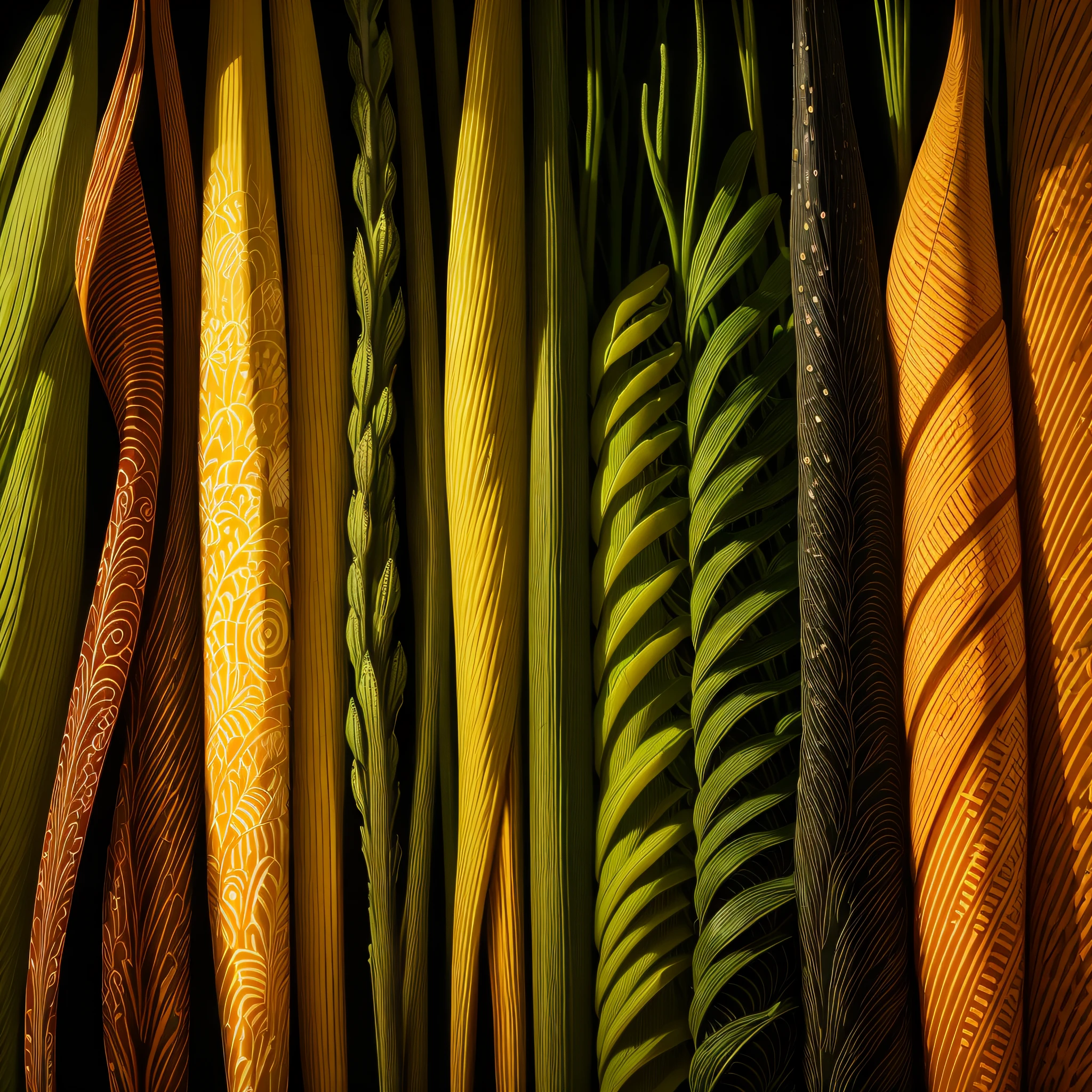 pattern, 2k, 2d, Pteridophyte flowers, ferns, horsetails and mosses, Indian red color, white color, black color, neon yellow grenn colors, with white background --auto