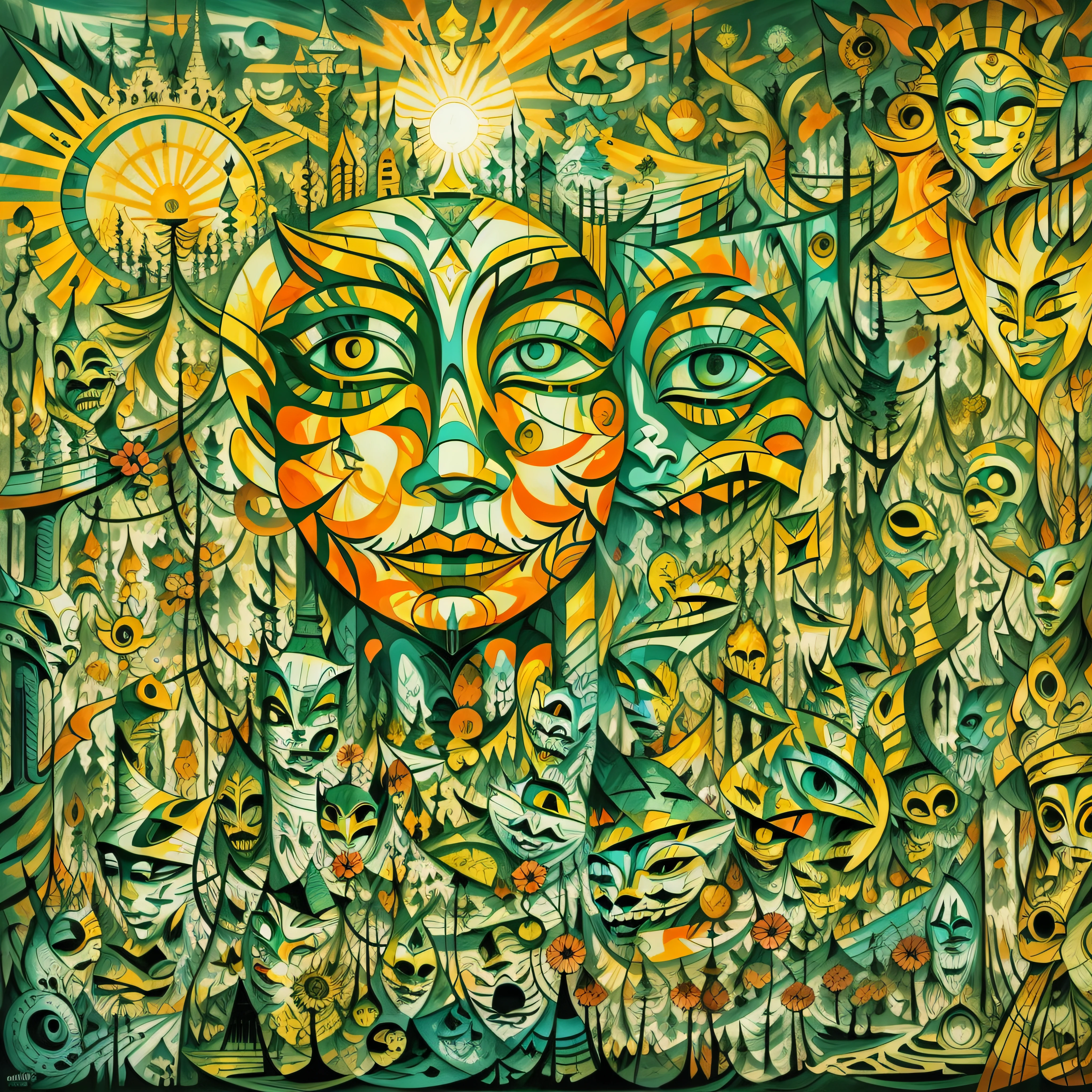 graffiti,paint drawn by a mentally ill person,scary,cubism,many eyes,sun,puzzle,mix,mummymask,piano,the emperor,2girl painter,forest,abstract,pharaoh kissing girl,flower,