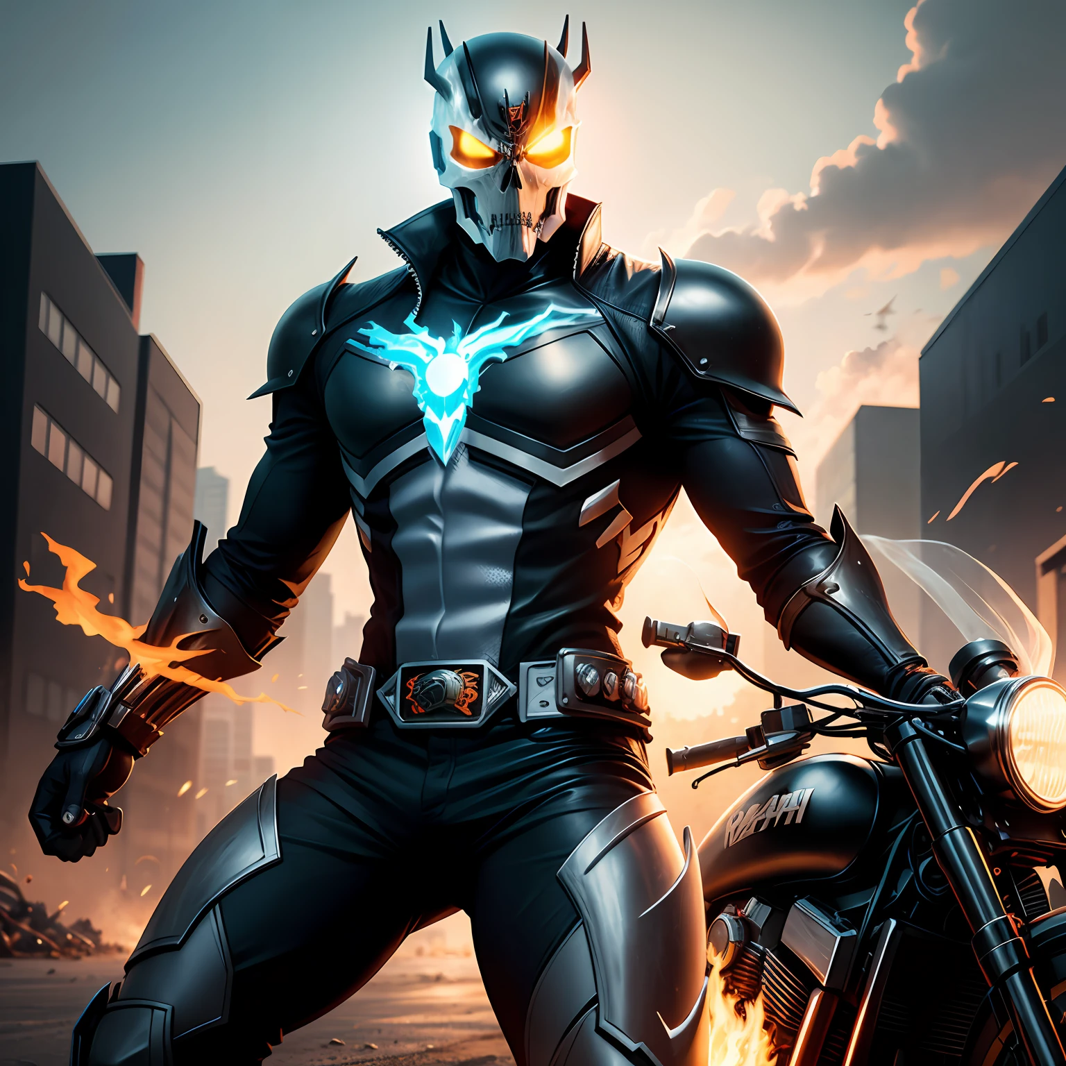 ghost rider, kamen rider, fundir os dois, melhor qualidade --auto