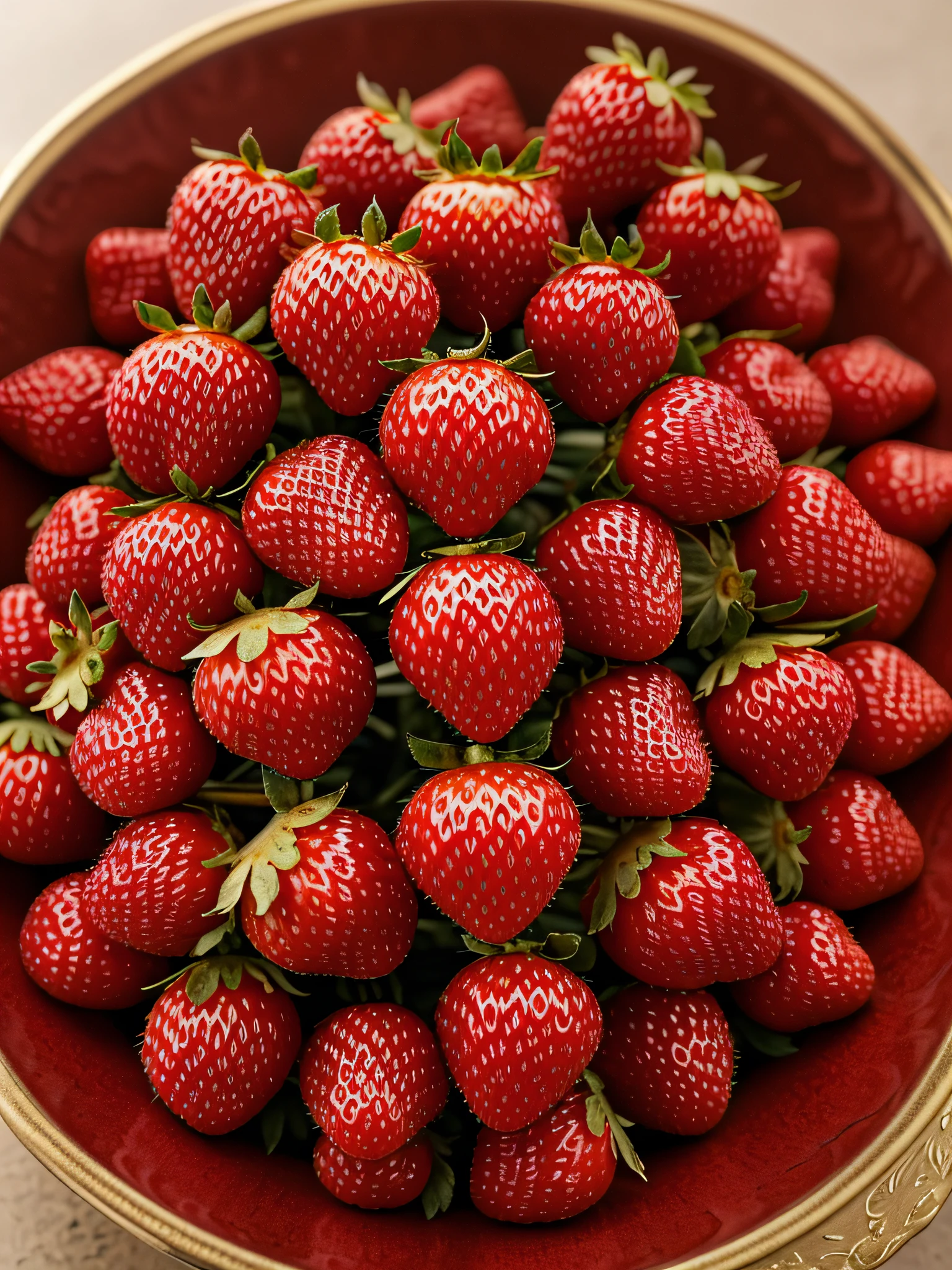 "Indulge in the mesmerizing ultra-realistic and detailed photography of strawberries, skillfully captured in a clean environment. Each luscious red berry, adorned with delicate seeds and glistening with dewdrops, beckons you to taste the sweetness of nature's delight."