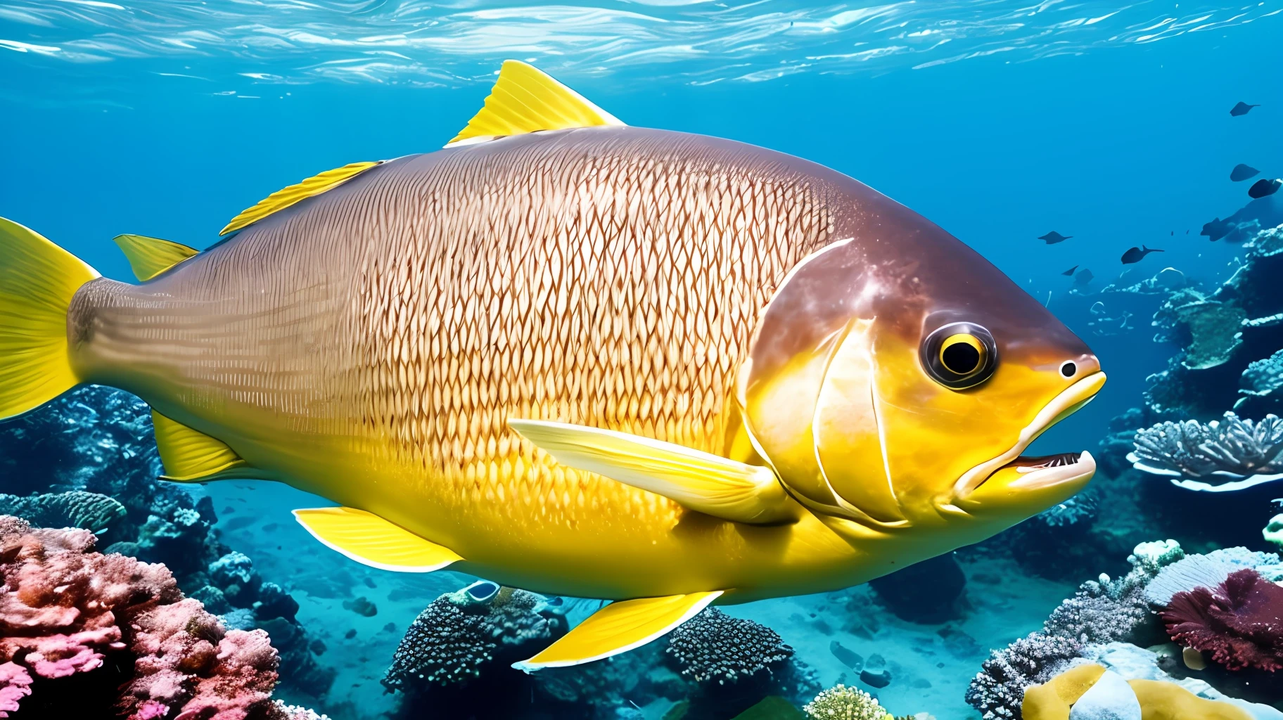 Caranguejo gigante, partindo submarino no meio com suas garras,