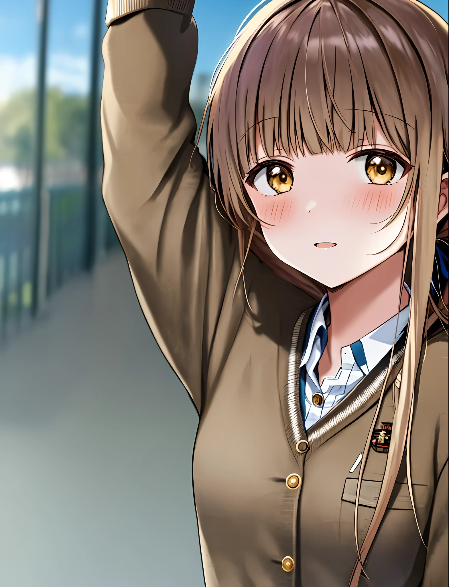 masterpiece, 1girl, Mahiru Shiina, school uniform, aesthetics background