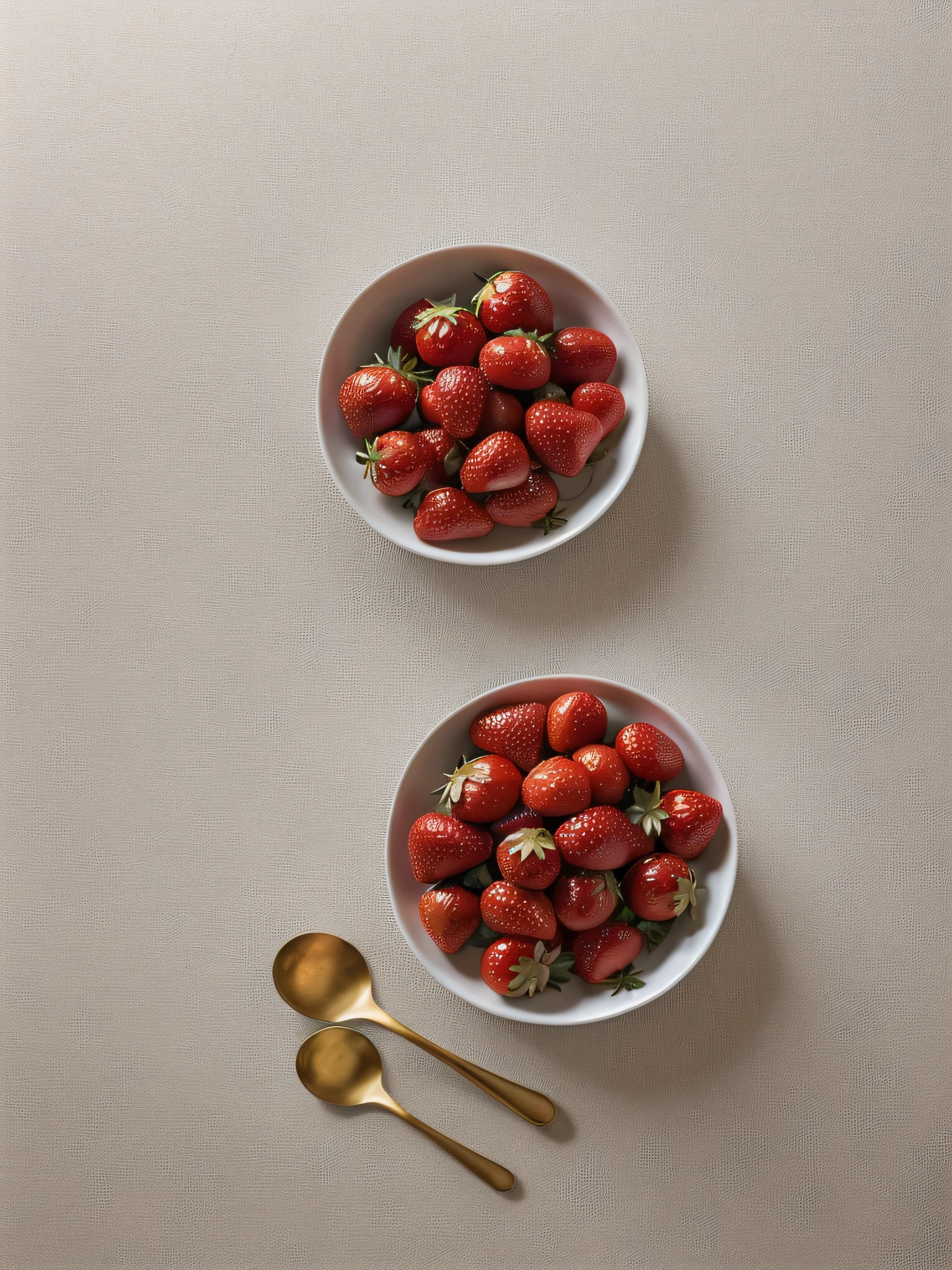 "In a pristine and minimalist kitchen setting, witness the tantalizing allure of strawberries as they steal the spotlight in this stunning photograph. The clean backdrop accentuates the strawberries' vibrancy, making them a symbol of freshness and indulgence."